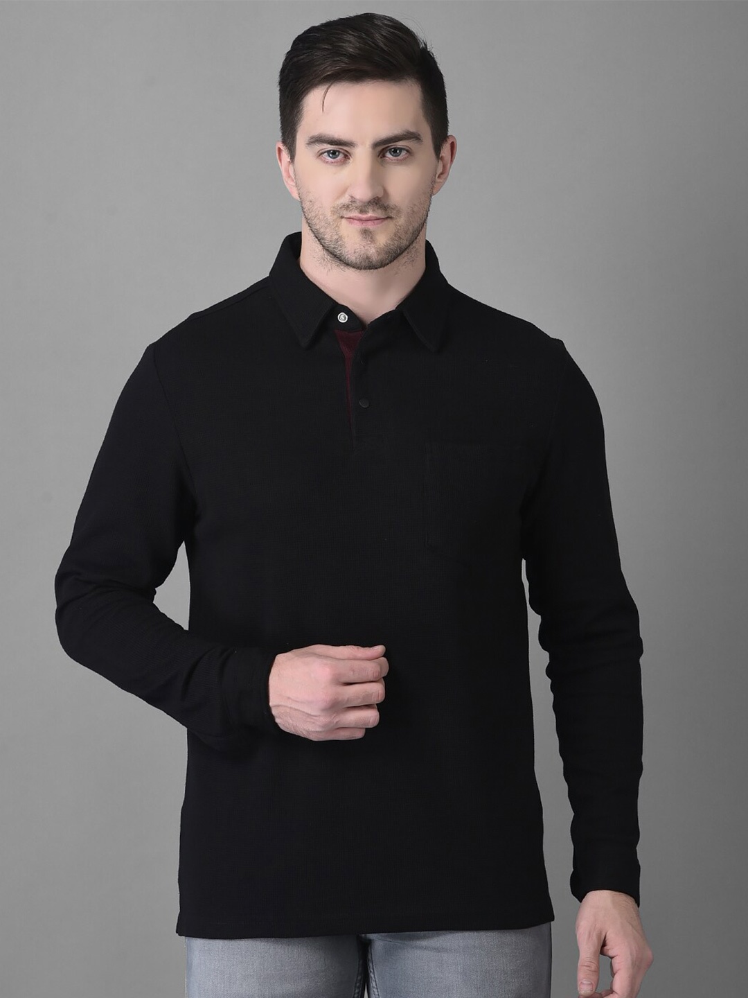 

Canary London Men Polo Collar Cotton Slim Fit T-shirt, Black