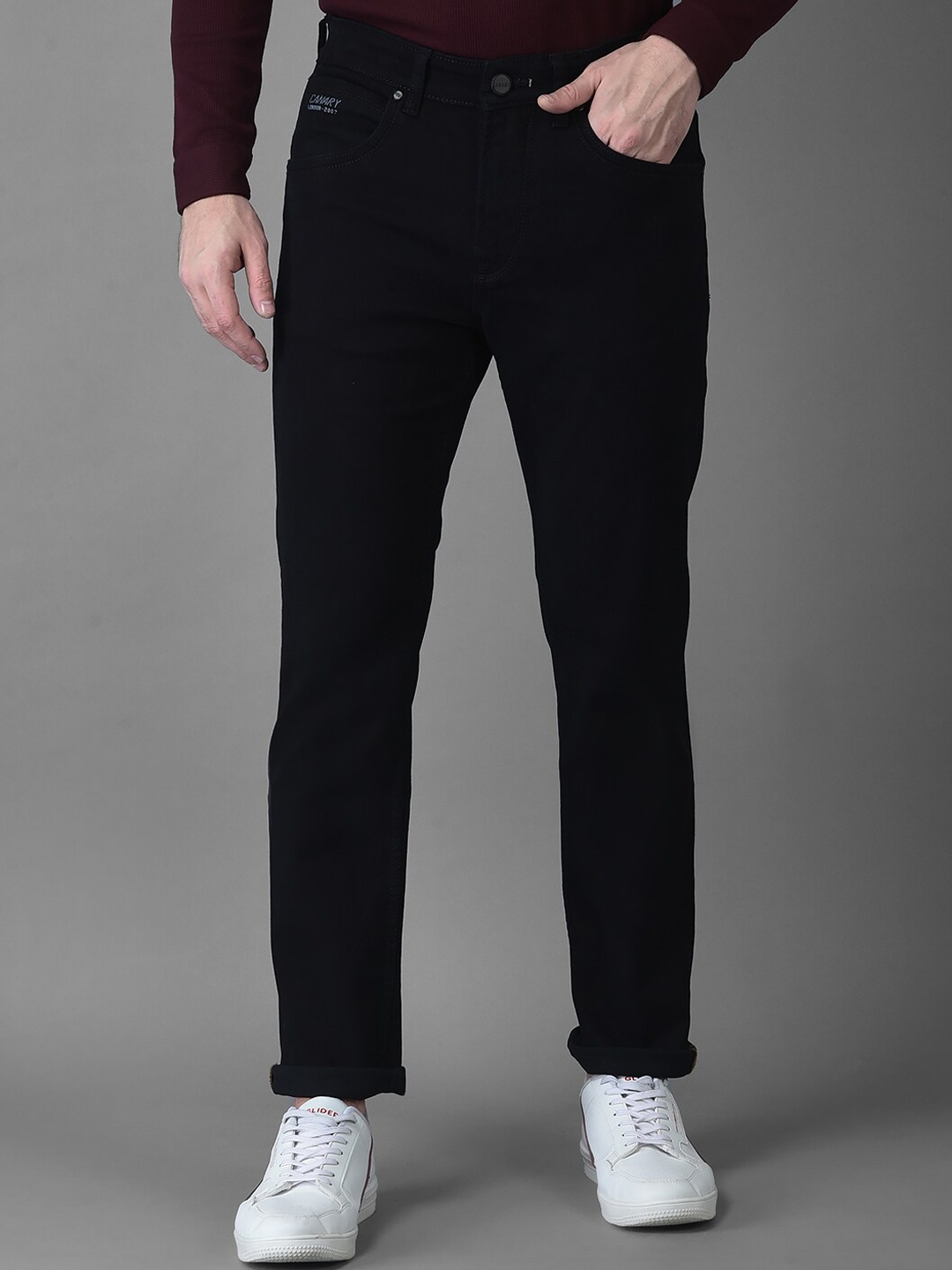 

Canary London Men Black Smart Straight Fit Stretchable Jeans