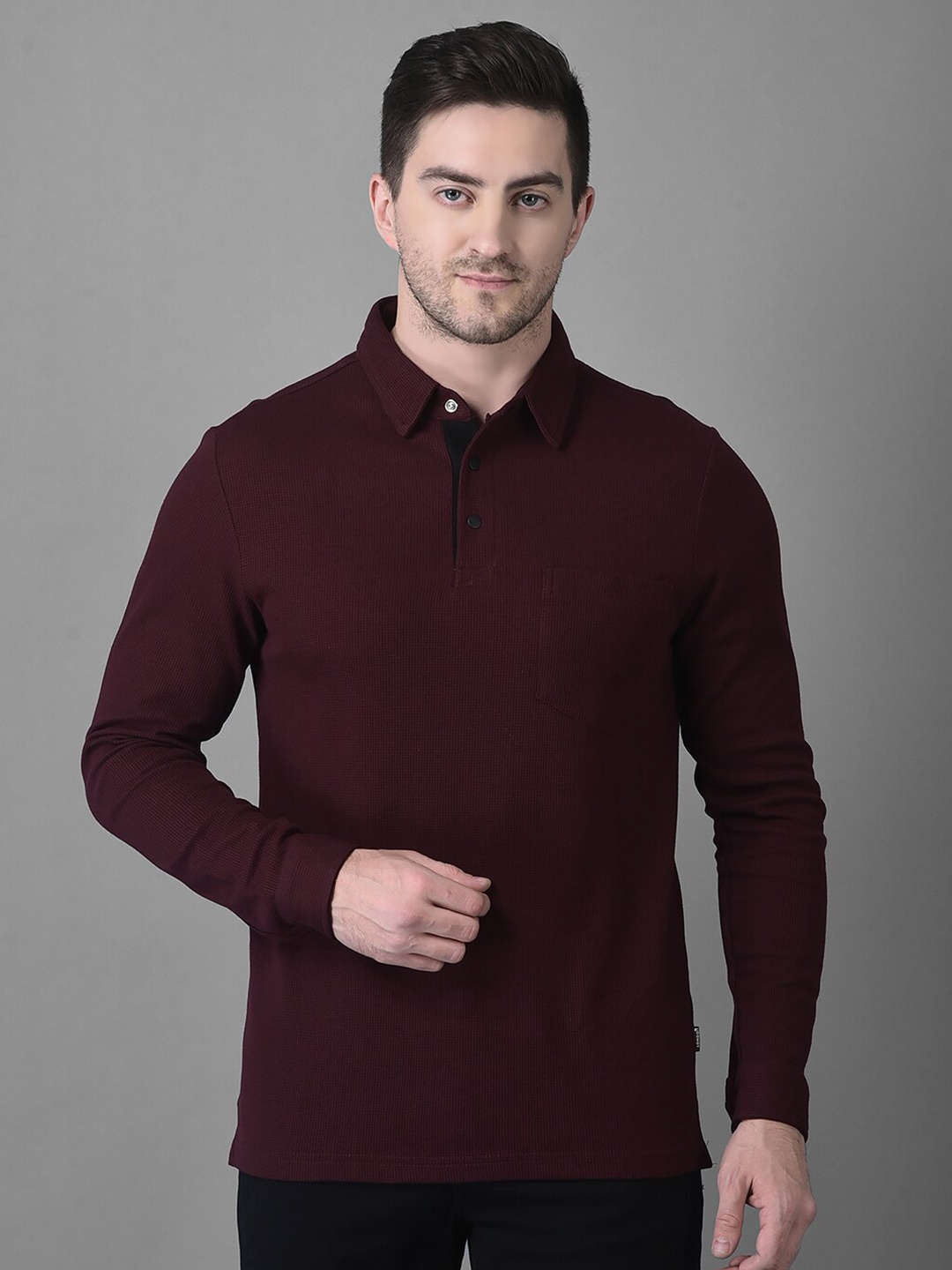 

Canary London Men Polo Collar Cotton Slim Fit T-shirt, Maroon