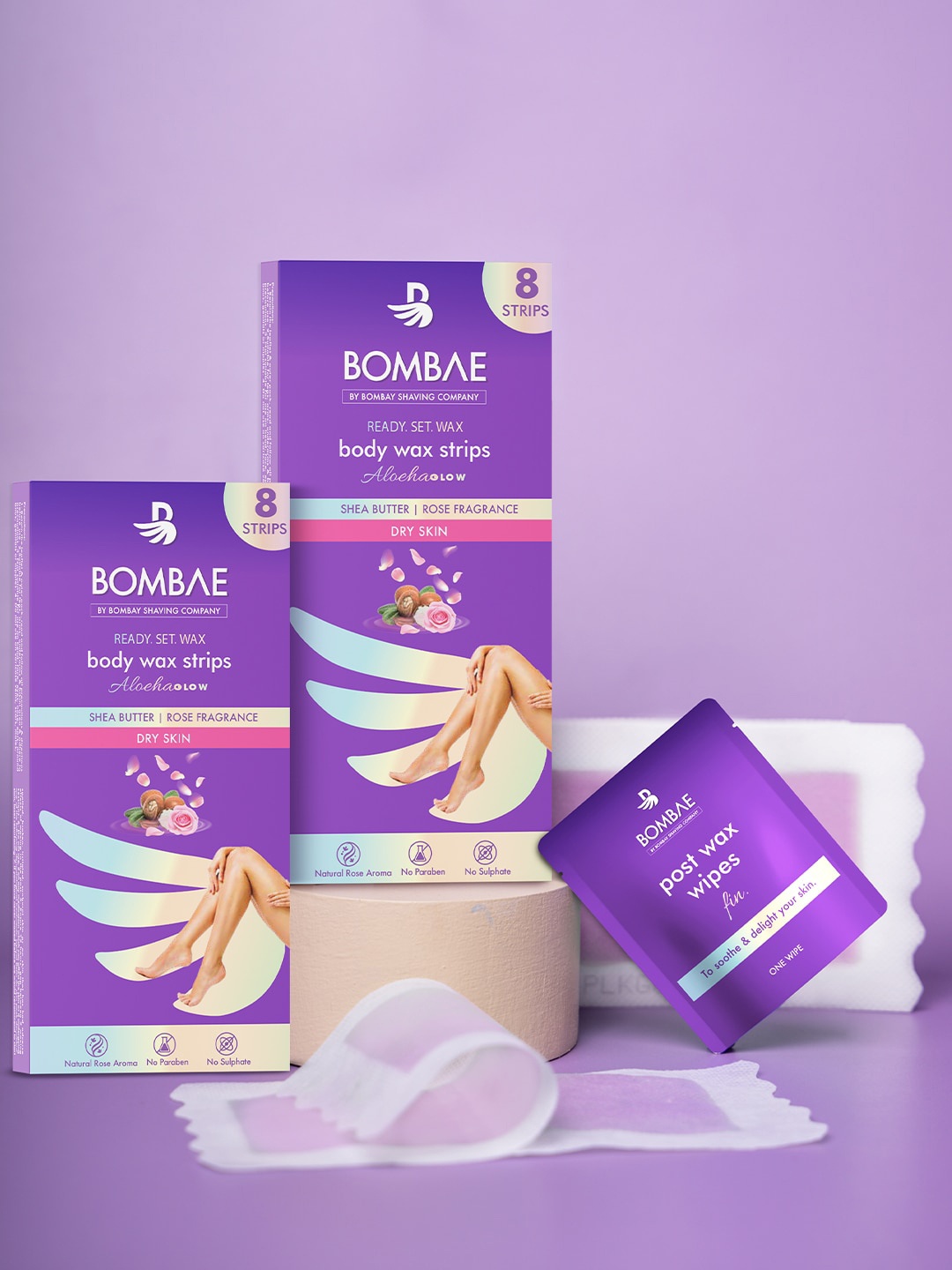 

BOMBAE Set of 2 Wax Strips for Dry Skin, Purple