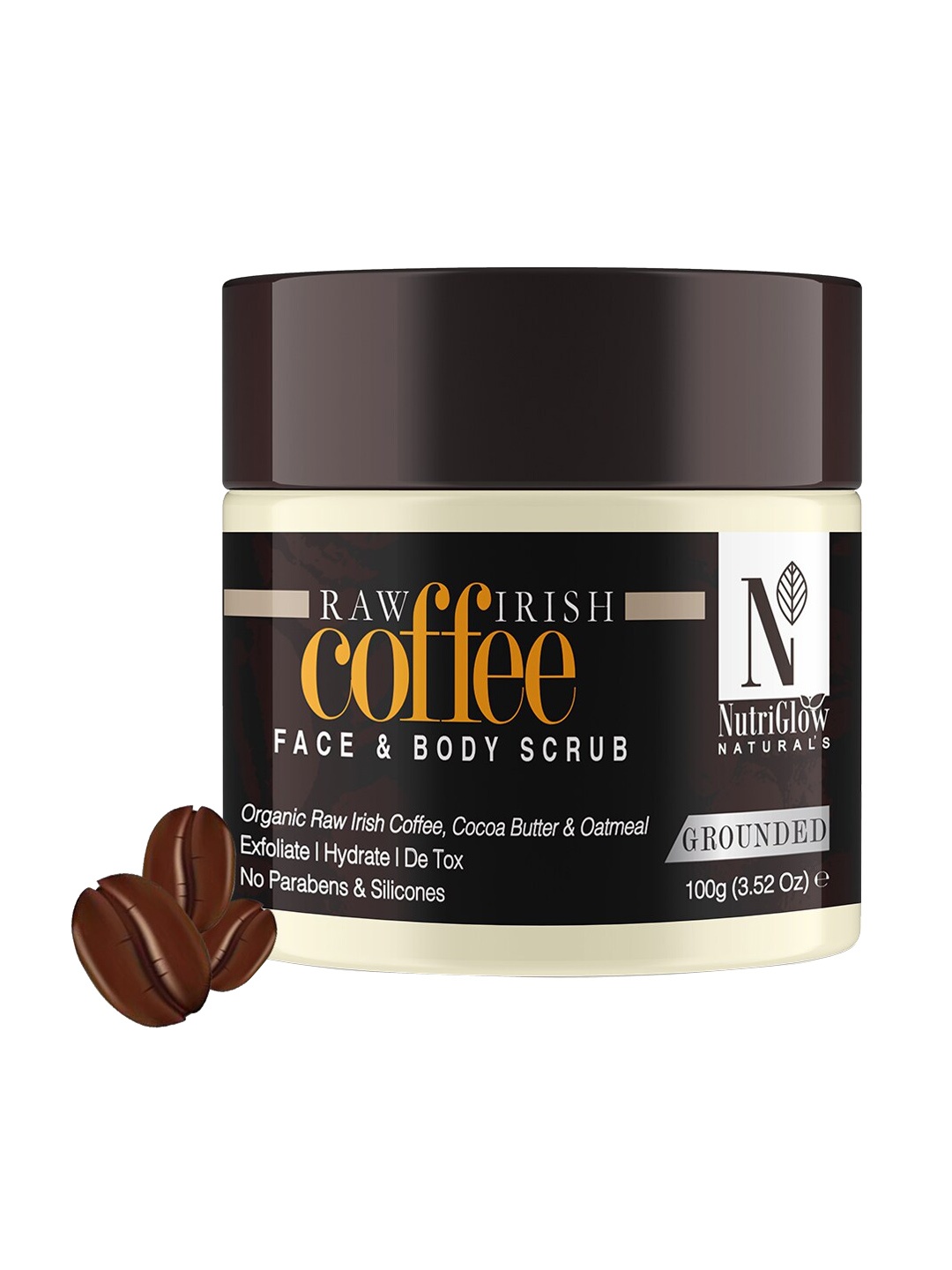 

NutriGlow Naturals Raw Irish Coffee Face & Body Scrub - 100 g, Black