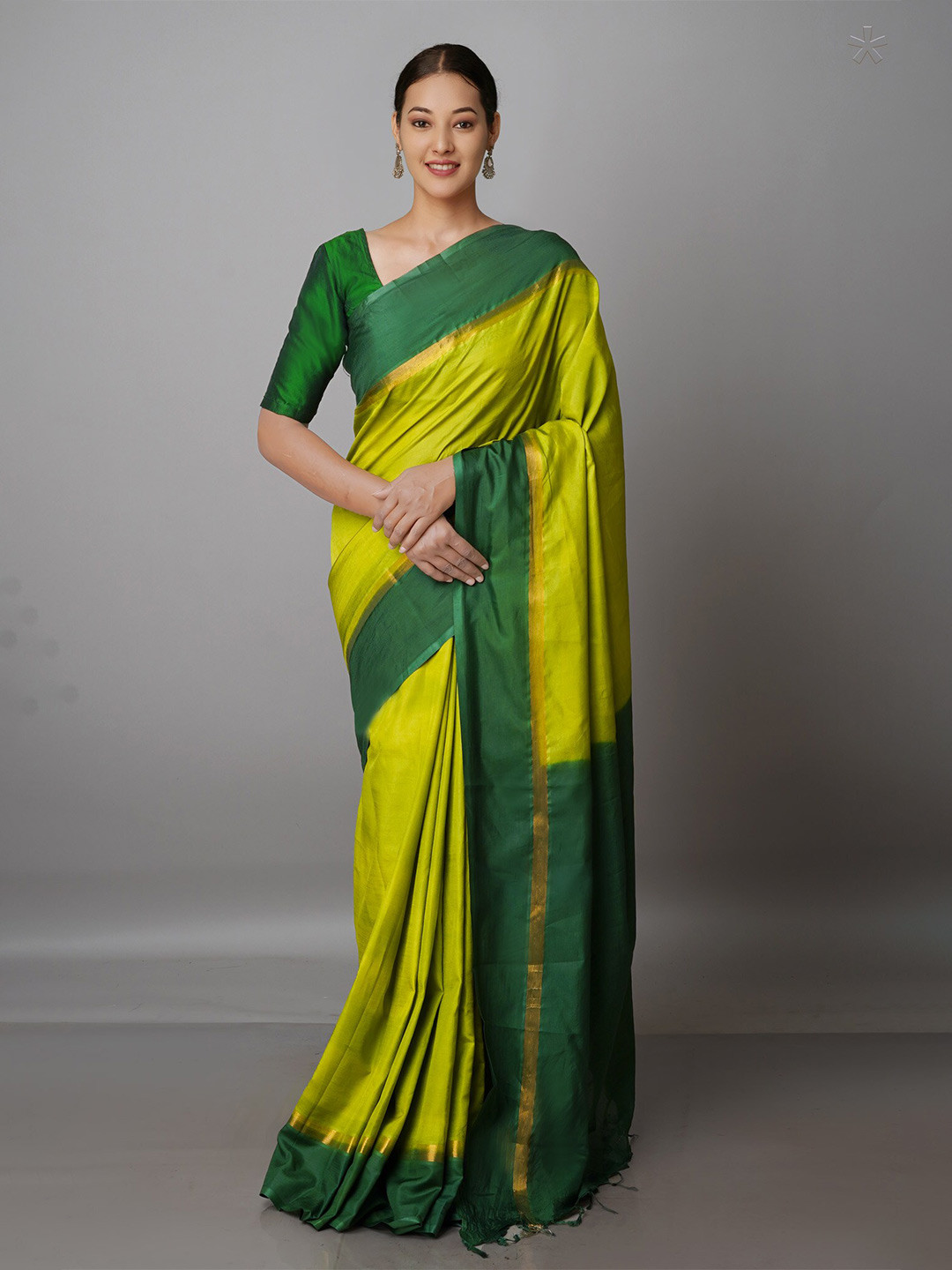 

Unnati Silks Zari Mangalagiri Saree, Green