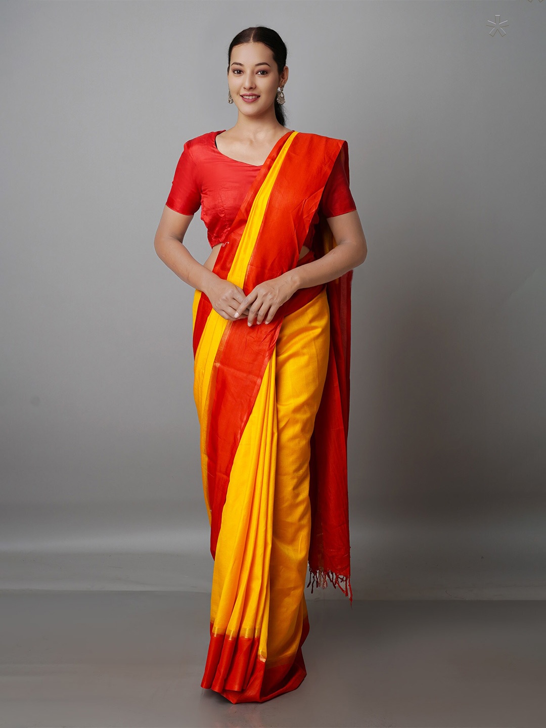 

Unnati Silks Zari Mangalagiri Saree, Yellow