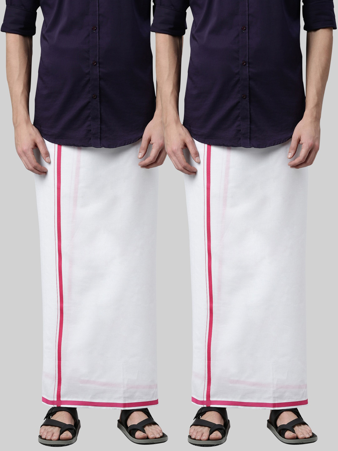 

Jansons Men Pack Of 2 Cotton Dhotis, White