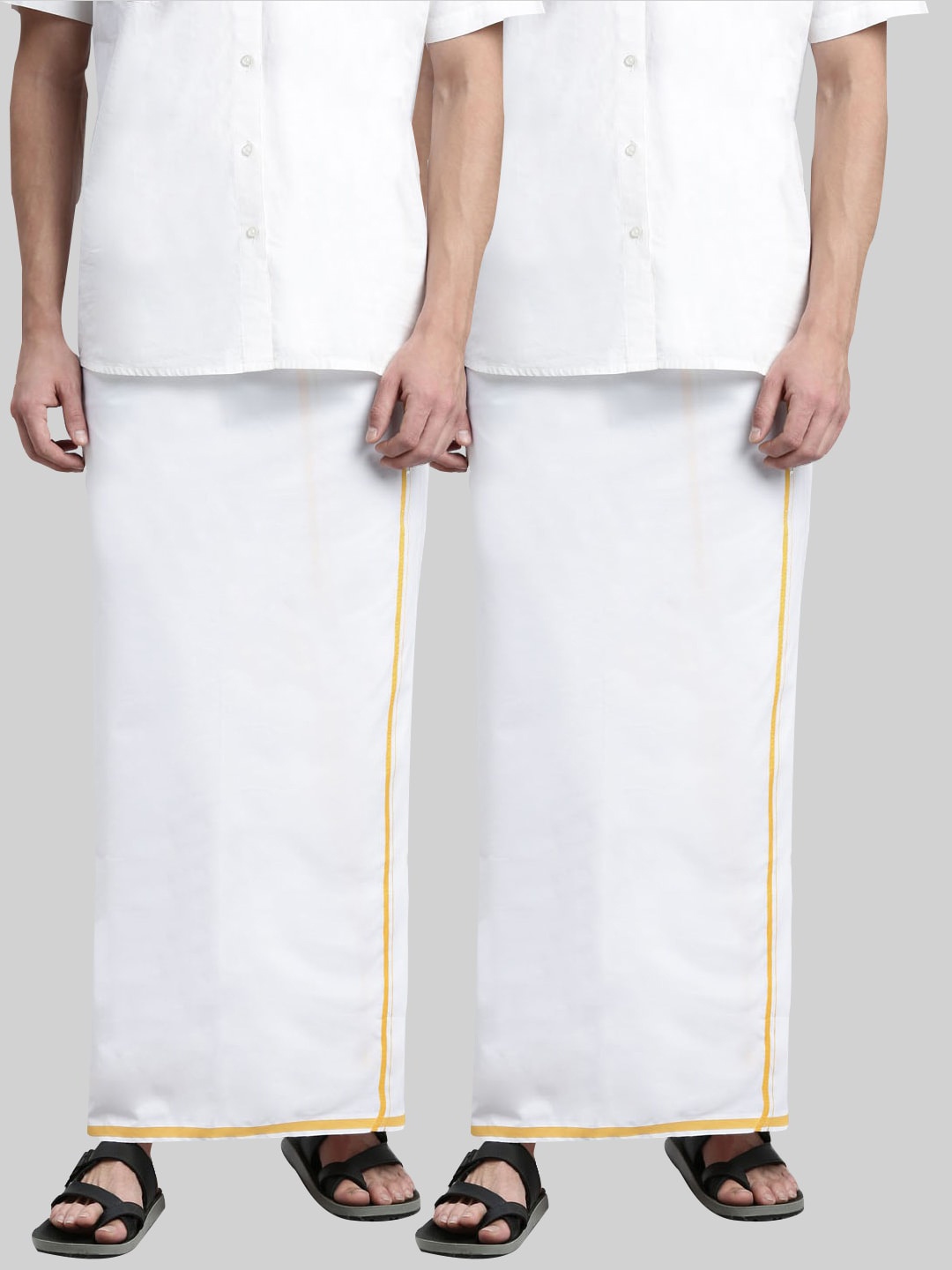 

Jansons Men Pack Of 2 Cotton Dhotis, White