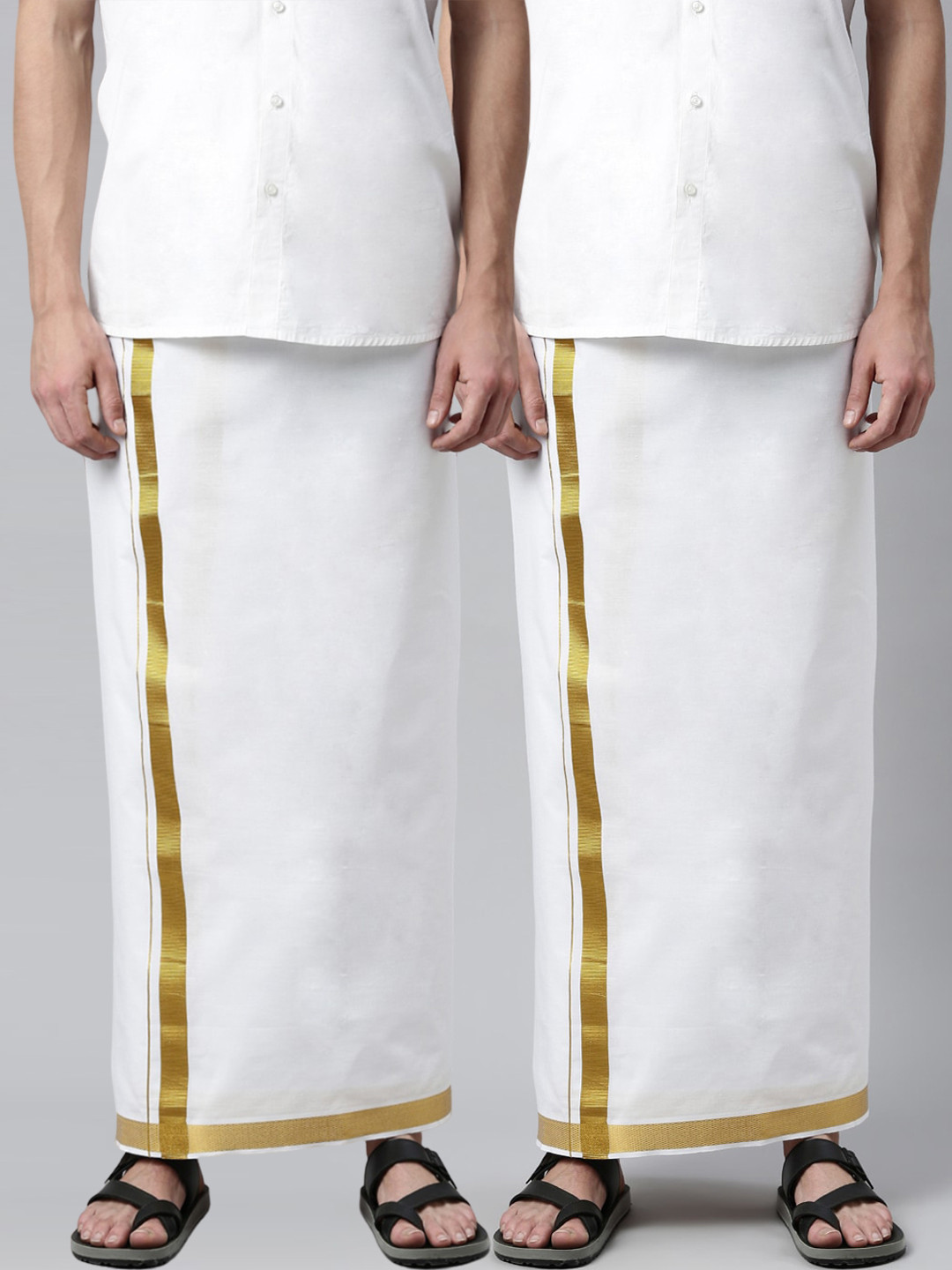 

Jansons Men Pack Of 2 Cotton Dhotis, White