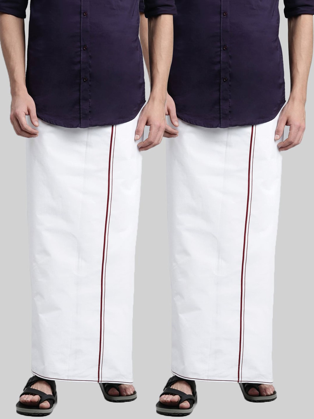 

Jansons Men Pack Of 2 Cotton Dhotis, White