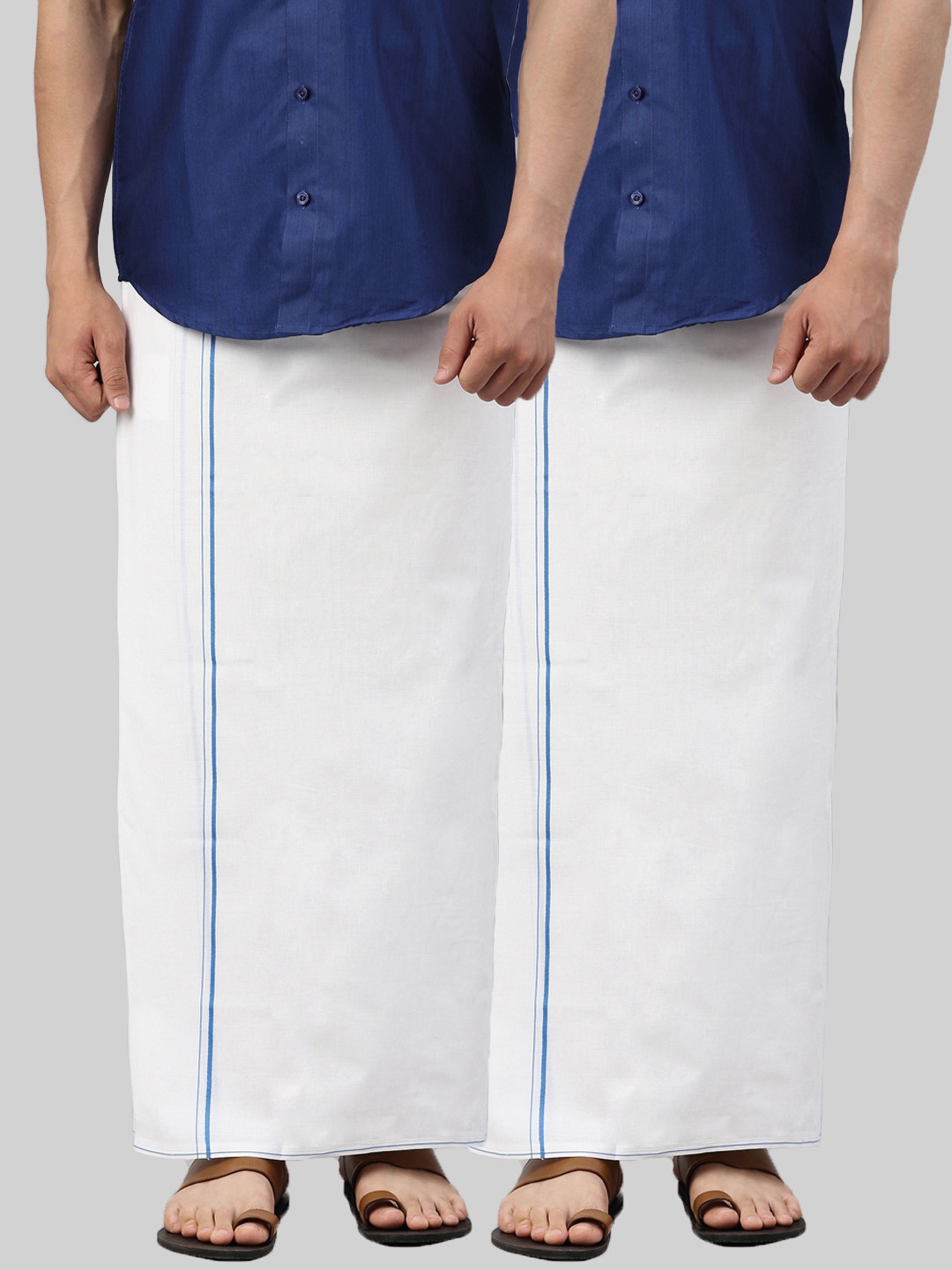 

Jansons Men Pack Of 2 Cotton Dhotis, White