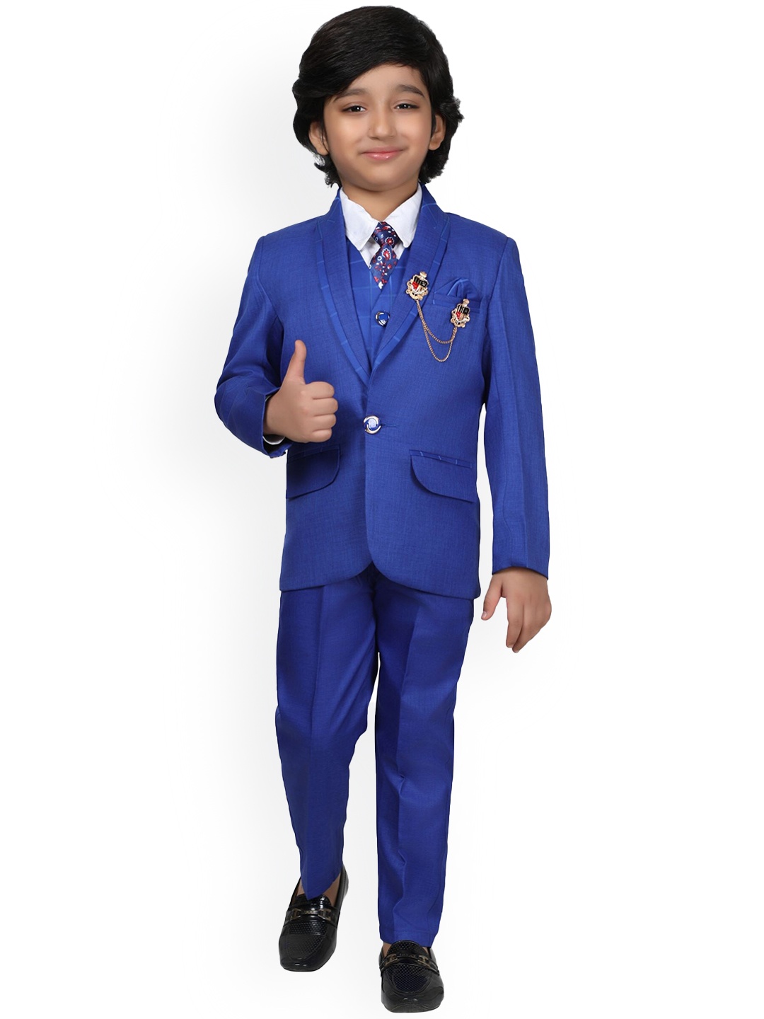 

DKGF FASHION Boys Single-Breasted 5-Piece Suit, Blue