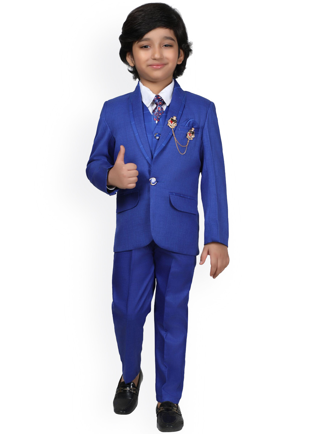 

DKGF FASHION Boys Single-Breasted 5-Piece Suit, Blue