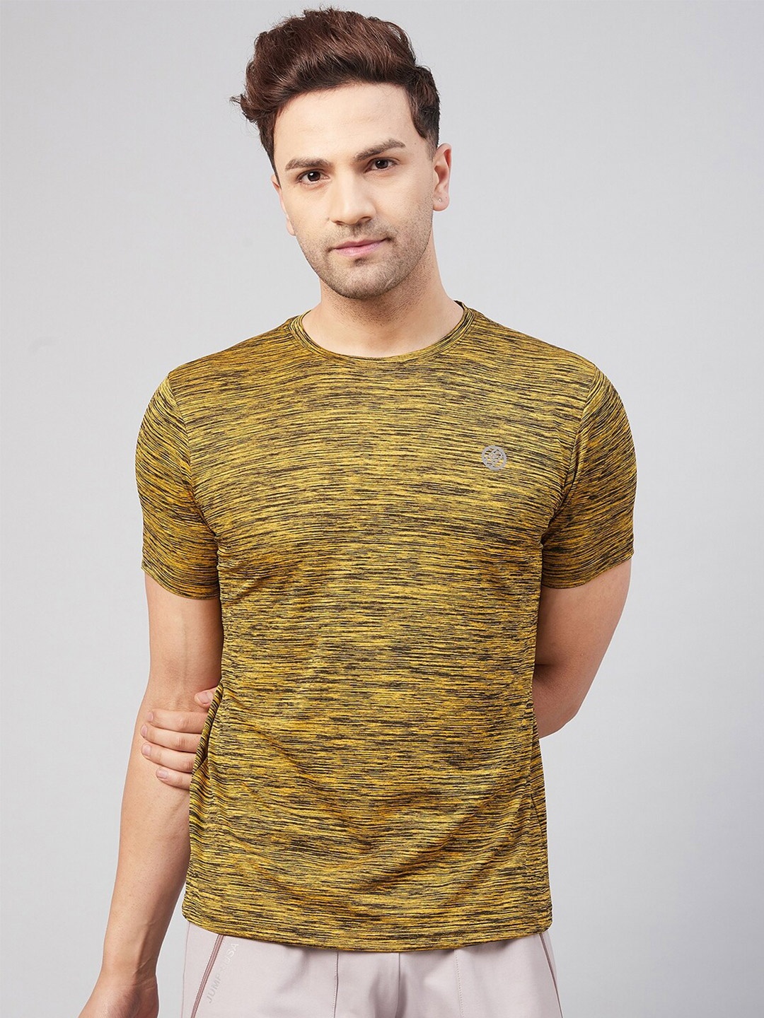 

GRITSTONES Men Printed Dri-FIT T-shirt, Yellow