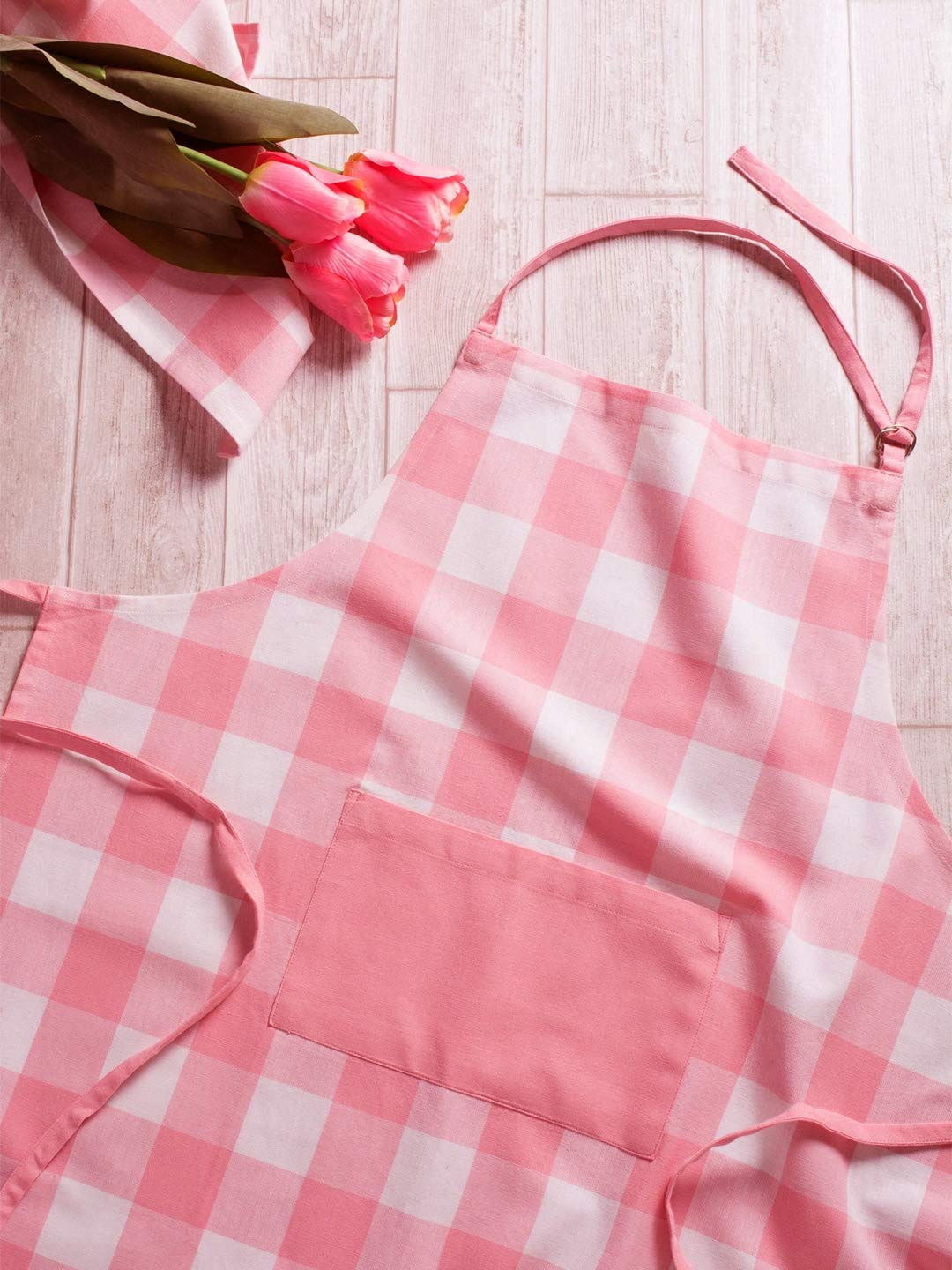 

Lushomes Pink & White Checked Cotton Aprons