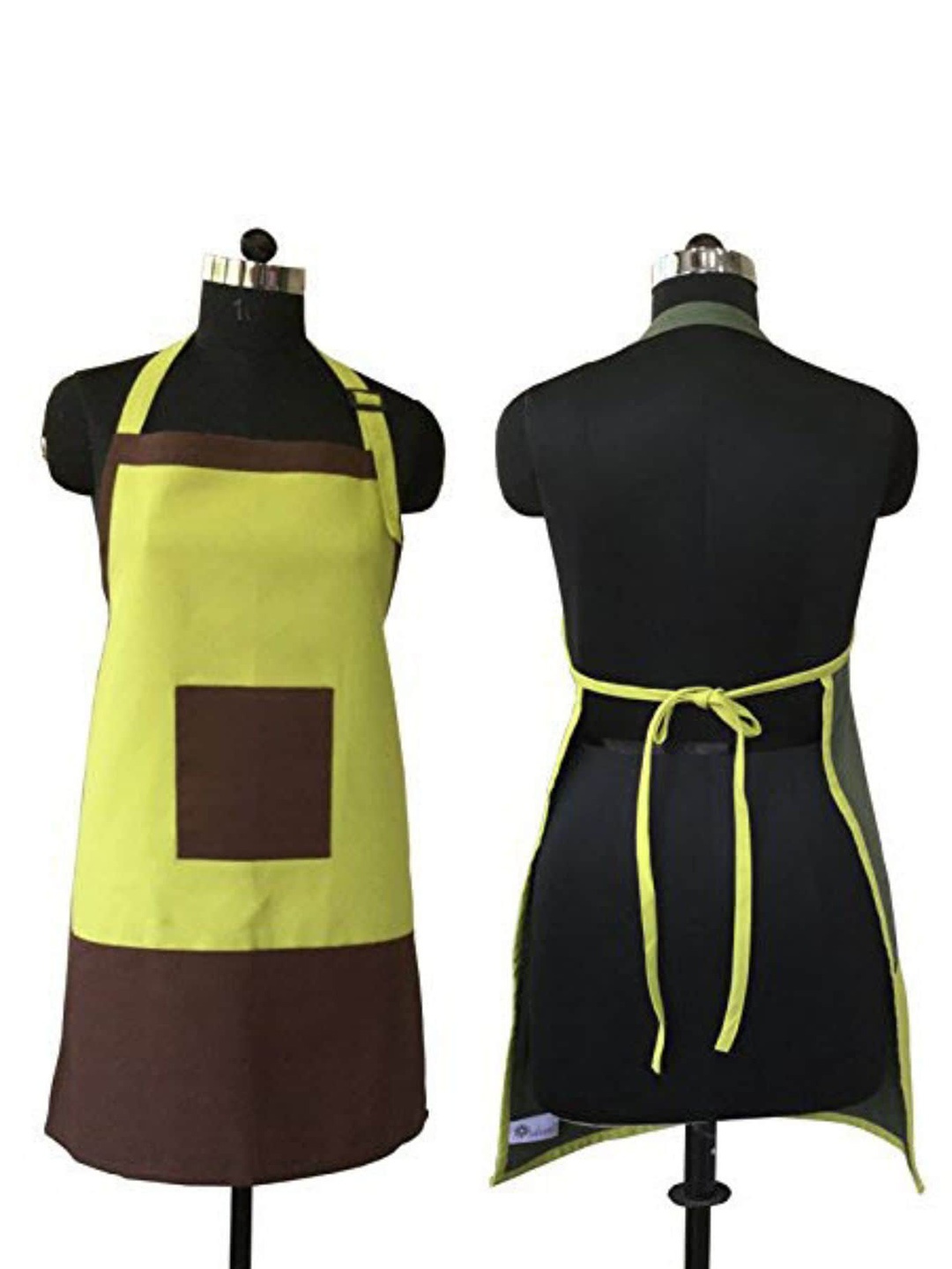 

Lushomes Lime Green & Brown Colourblocked Cotton Kitchen Aprons