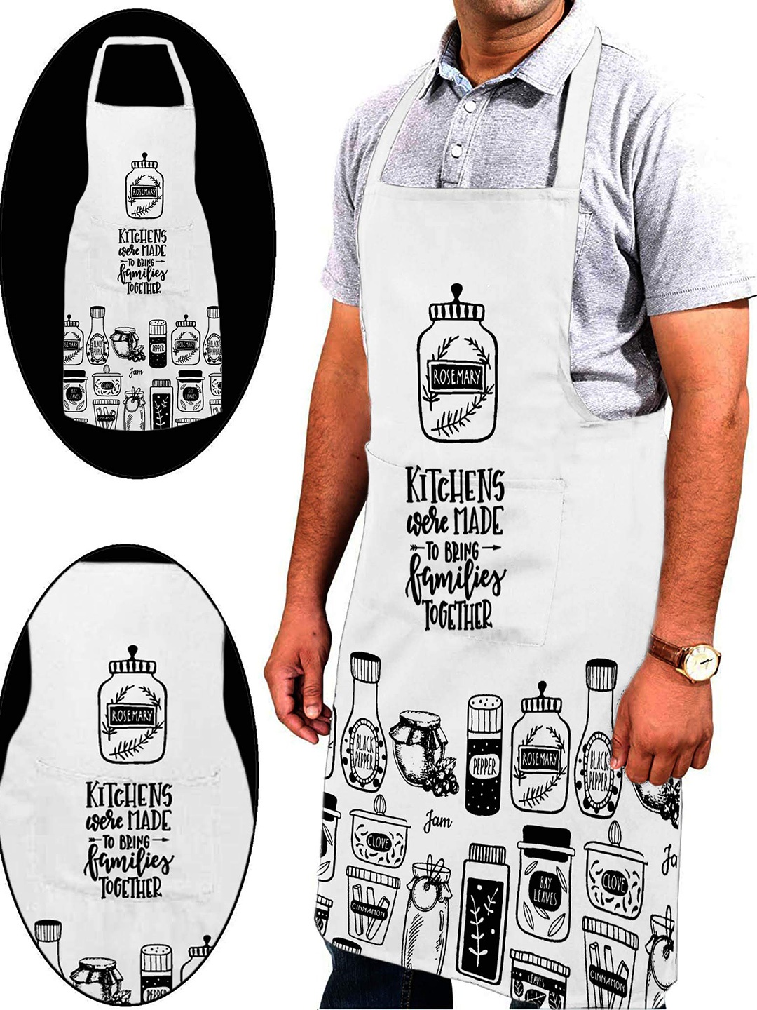 

Lushomes White & Black Typography Printed Cotton Apron