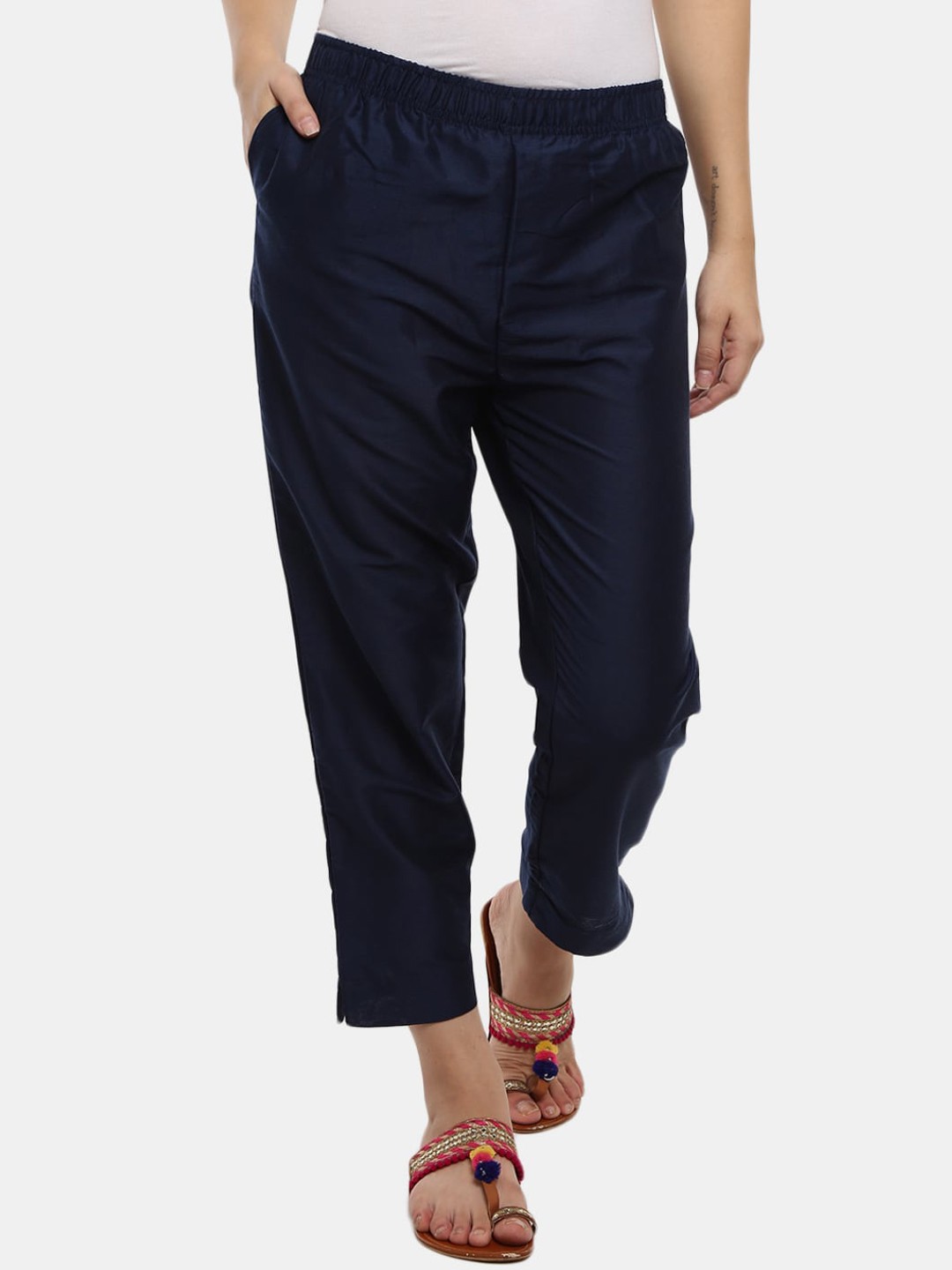 

V-Mart Women Pleated Trousers, Navy blue