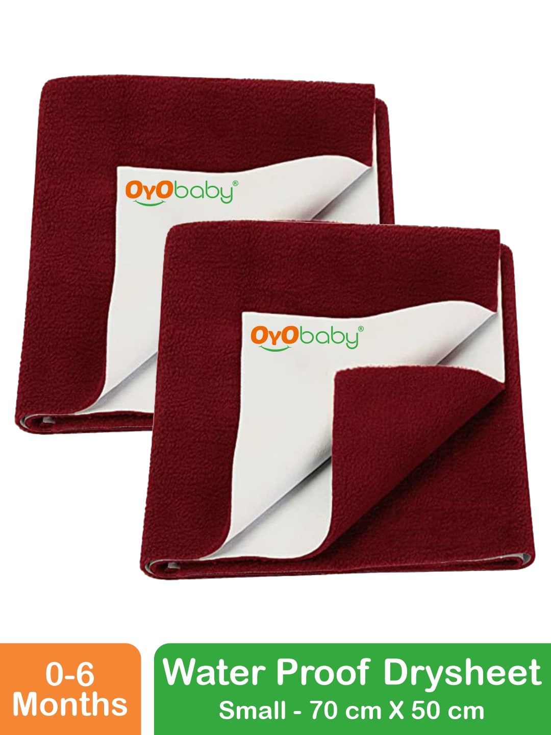 

OyO Baby Set of 2 Maroon Waterproof Baby Dry Sheet Polycotton Mattress Protector