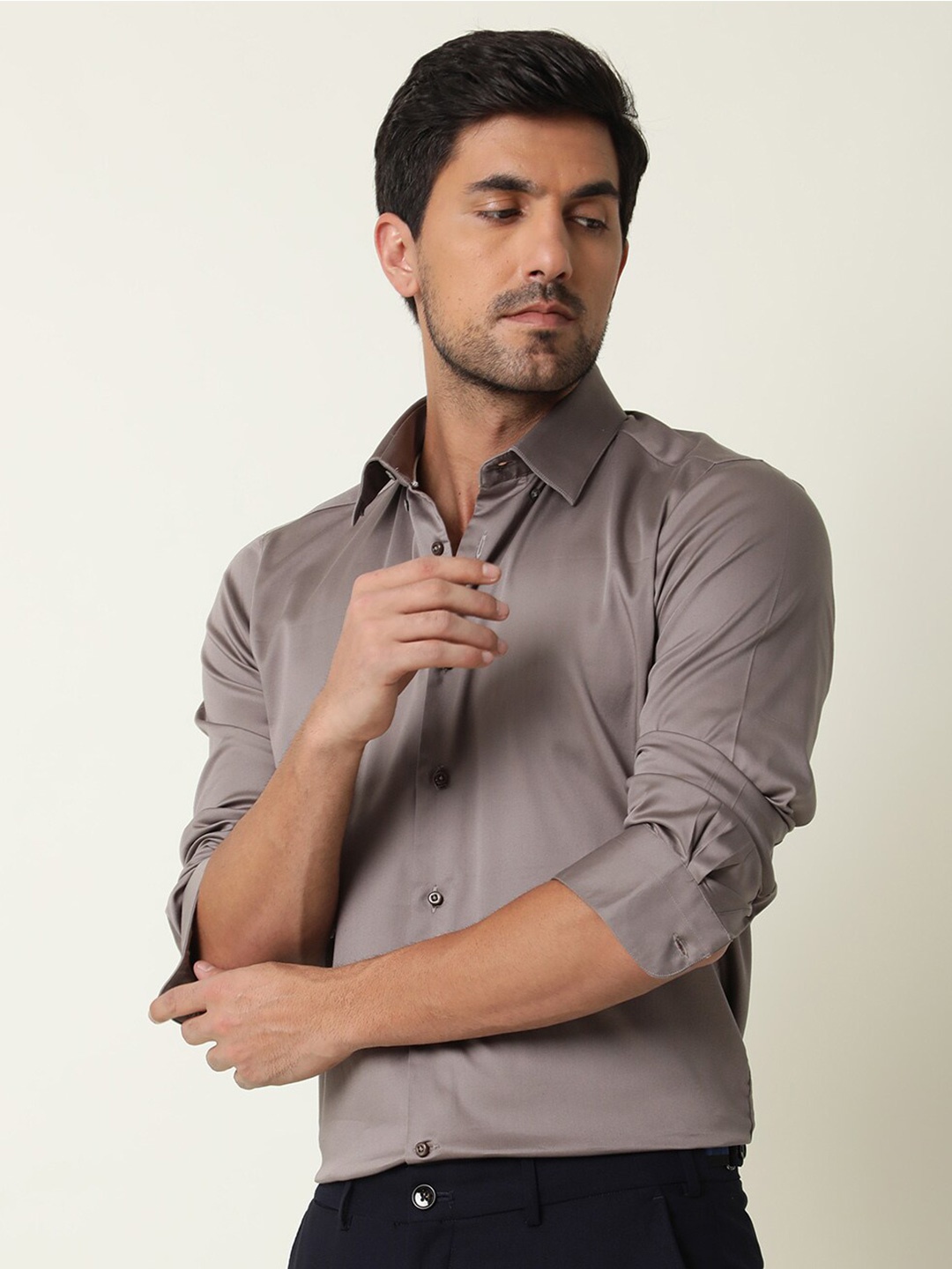 

RARE RABBIT Men Holand Comfort Slim Fit Cotton Shirt, Mauve