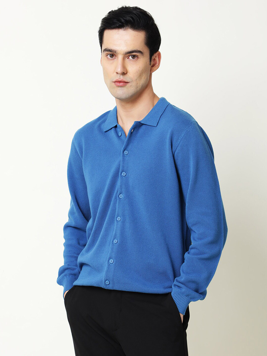 

RARE RABBIT Men Alias Slim Fit Cotton Shirt, Blue