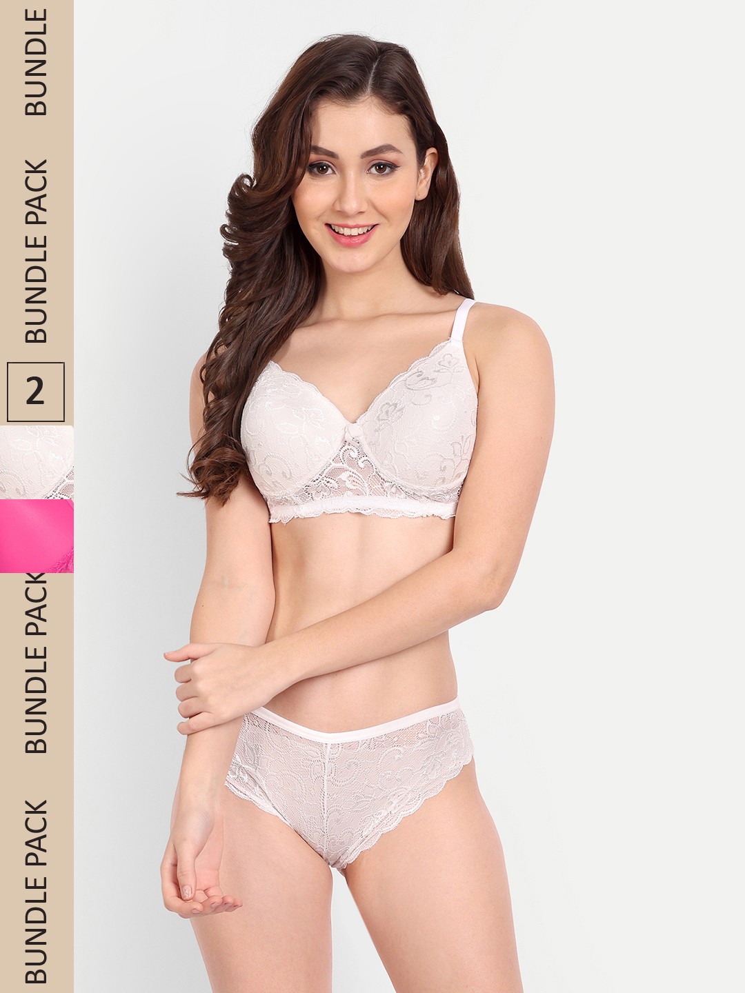 

FIMS Pack Of 2 Lingerie Set NEW_Jas_Min_Set_WhiteRani_B, White