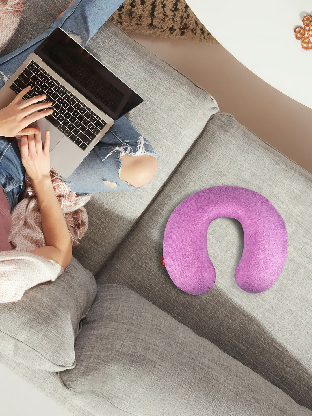 

Black gold Purple Faux Velvet Memory Foam Neck Pillow