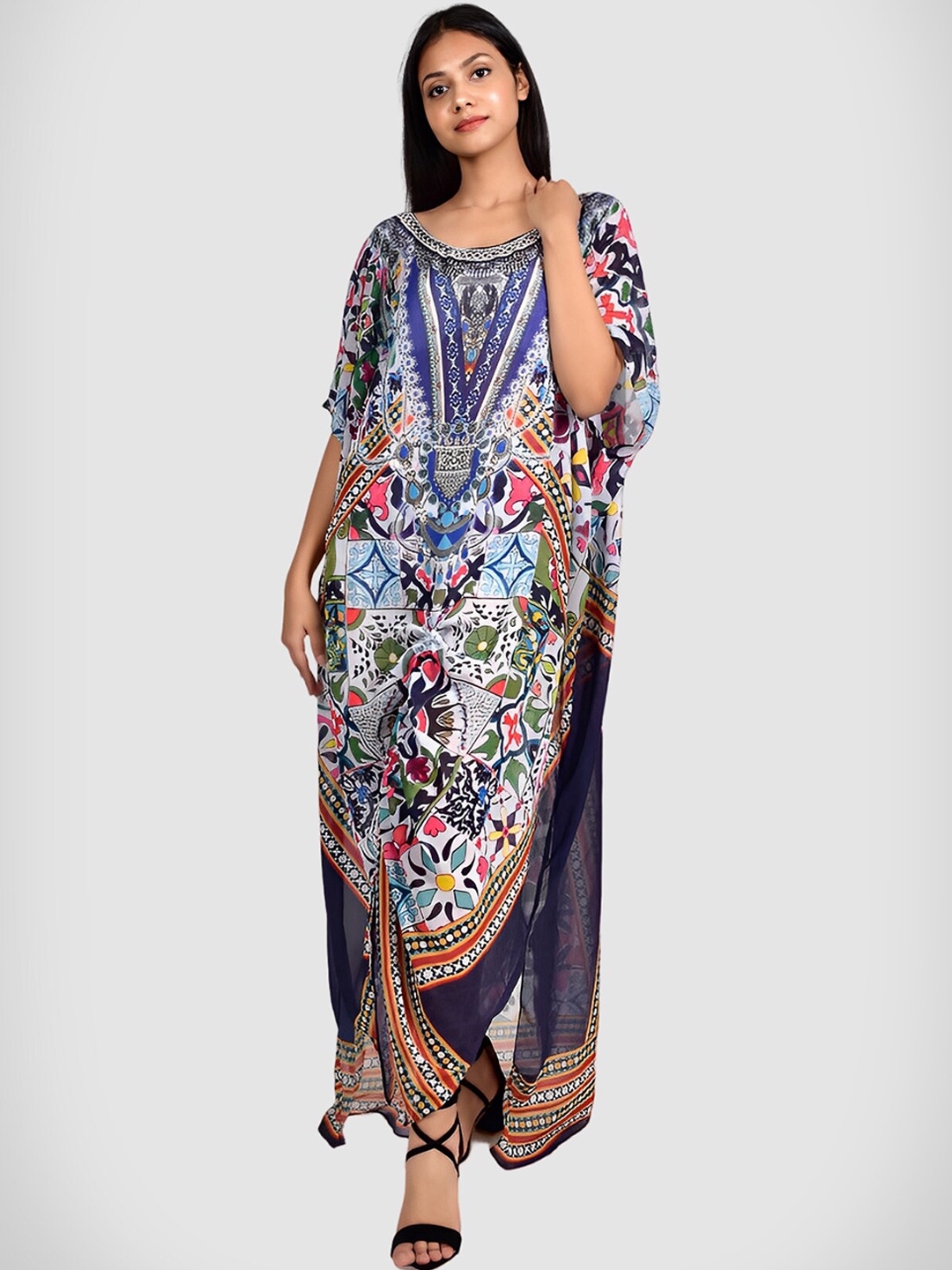 

Rajoria Instyle Women Digital Printed Beach Kaftan Swimwear Cover Up, Blue