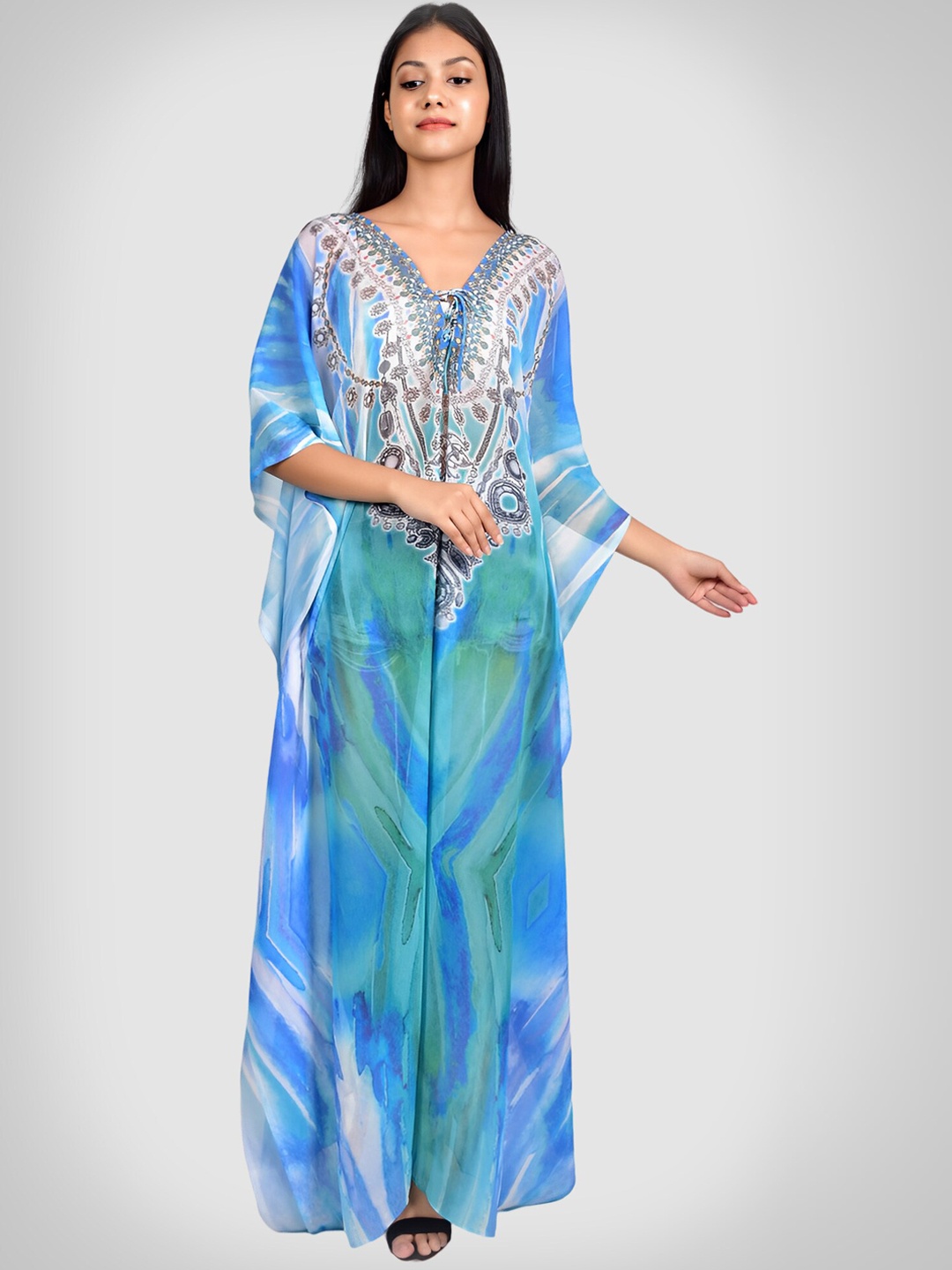 

Rajoria Instyle Women Printed Kaftan Coverup Dress, Blue
