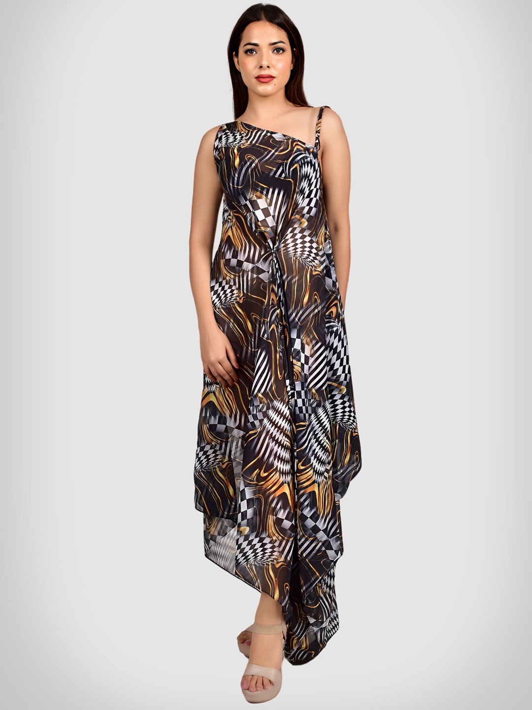 

Rajoria Instyle Women Digital Printed Coverup Dress, Black