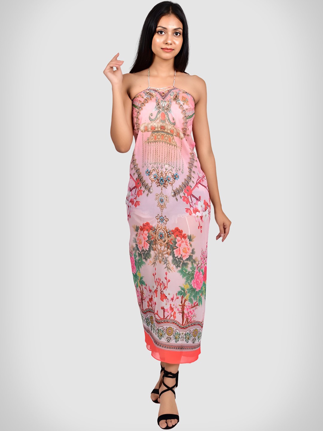 

Rajoria Instyle Women Floral Digital Printed Coverup Dress, Pink