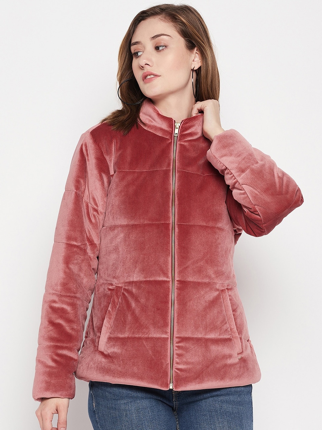 

Okane Women Solid Fleece Tailored Jacket, Pink