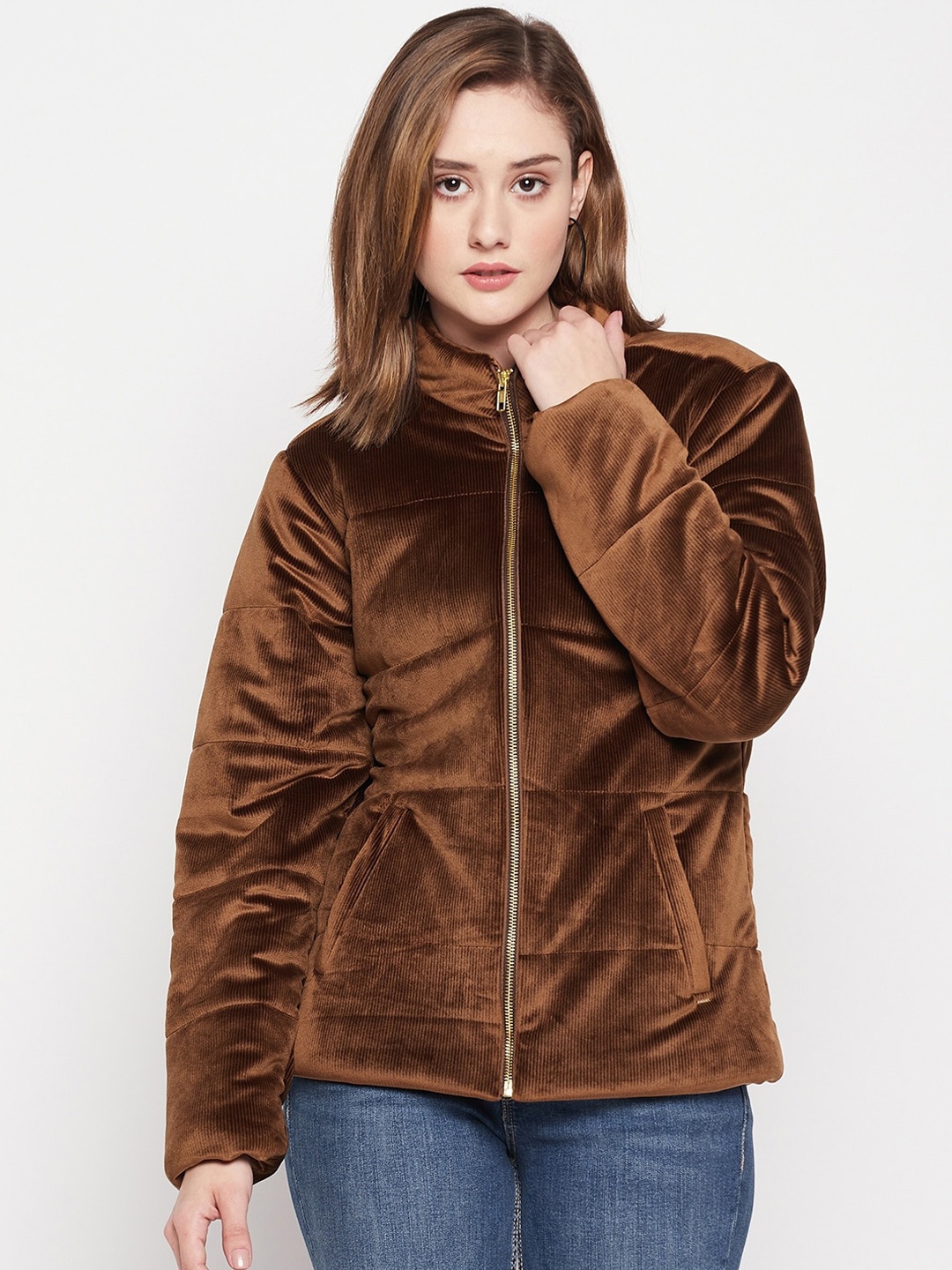 

Okane Women Solid Fleece Tailored Jacket, Rust
