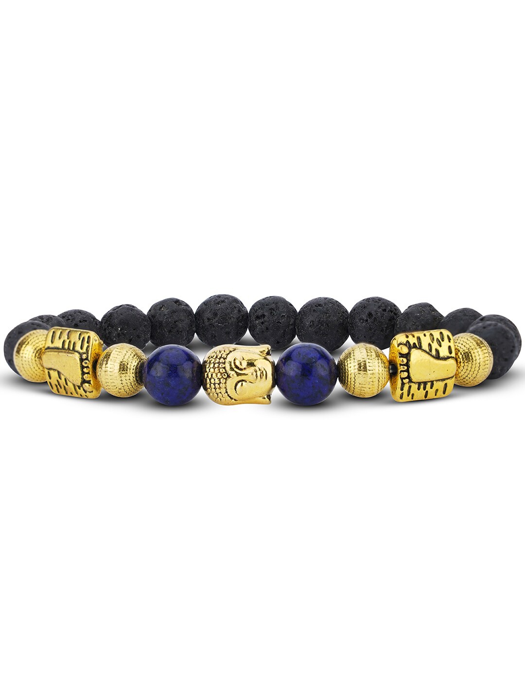 

TOFFCRAFT Men Gold-Plated Beaded Bracelet, Black