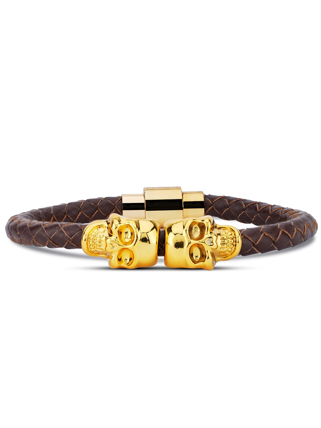 

TOFFCRAFT Men Gold-Plated Wraparound Bracelet, Brown