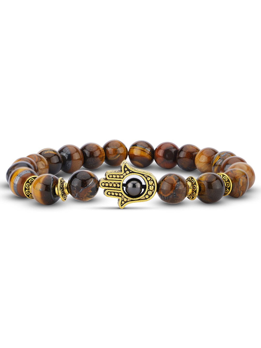 

TOFFCRAFT Men Gold-Plated Beaded Bracelet, Brown