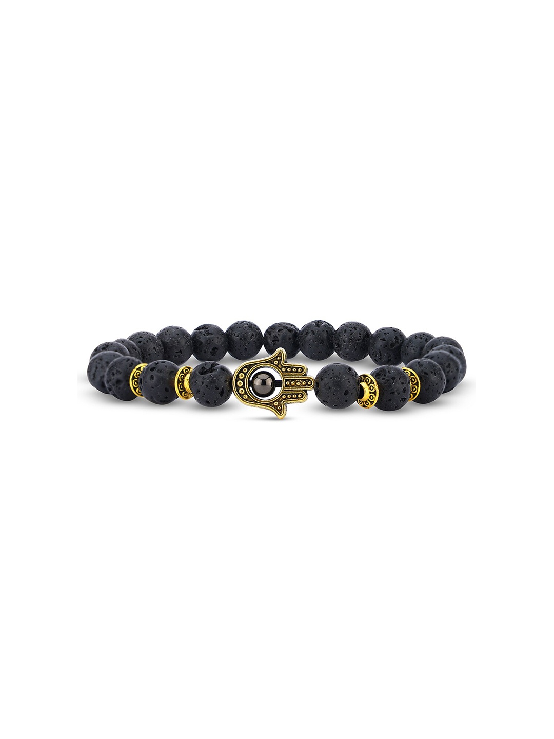 

TOFFCRAFT Men Gold-Plated Beaded Bracelet, Black