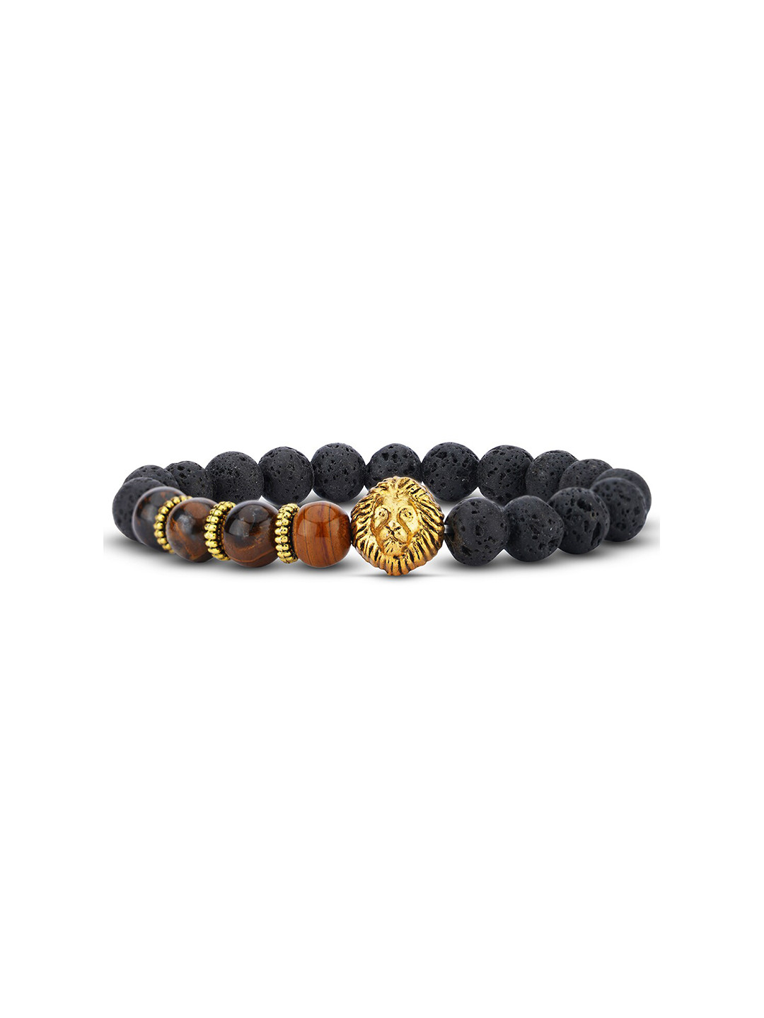 

TOFFCRAFT Men Gold-Plated Beaded Bracelet, Black