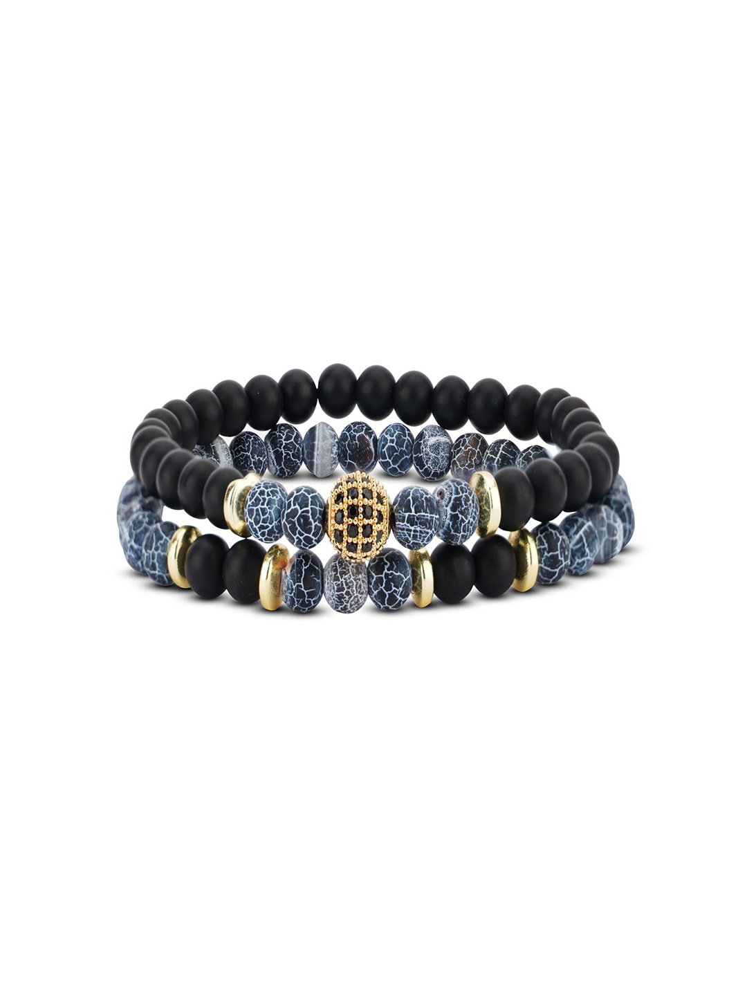

TOFFCRAFT Men Set Of 2 Bracelet, Black