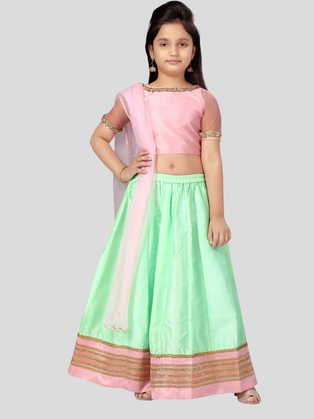 

Aarika Girls Embellished Lehenga Choli & Dupatta, Pink
