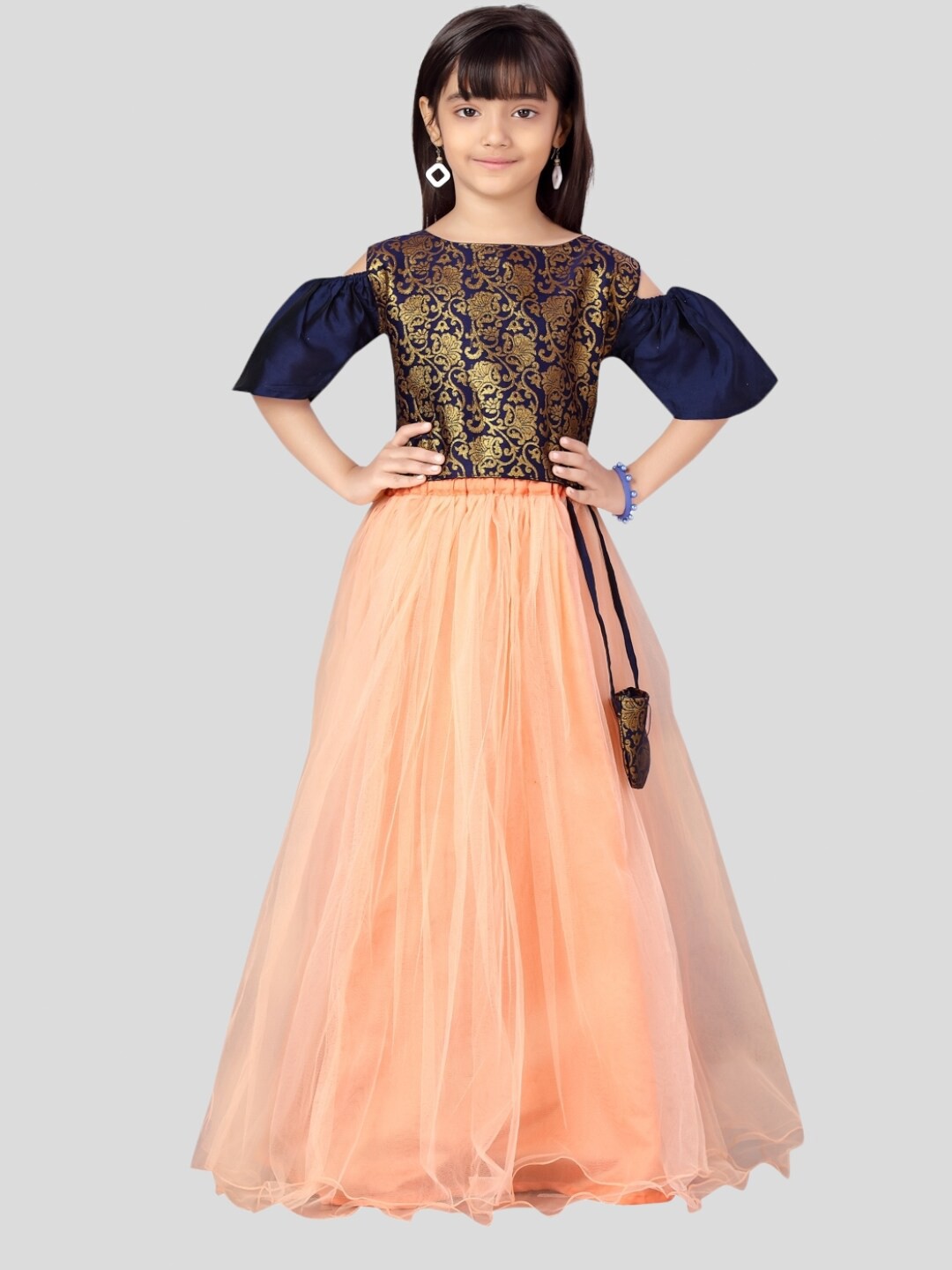 

Aarika Woven Design Girls Lehenga & Choli, Navy blue