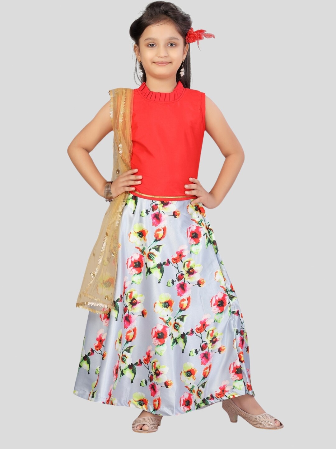 

Aarika Girls Printed Lehenga Choli & Dupatta, Red