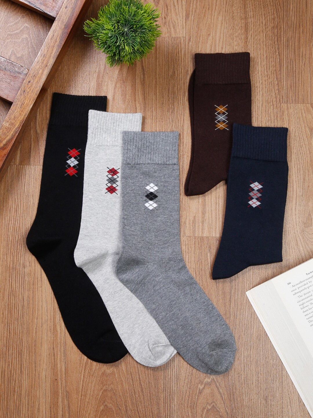 

LOUIS STITCH Men Pack Of 5 Assorted Calf-Length Antimicrobial Socks
