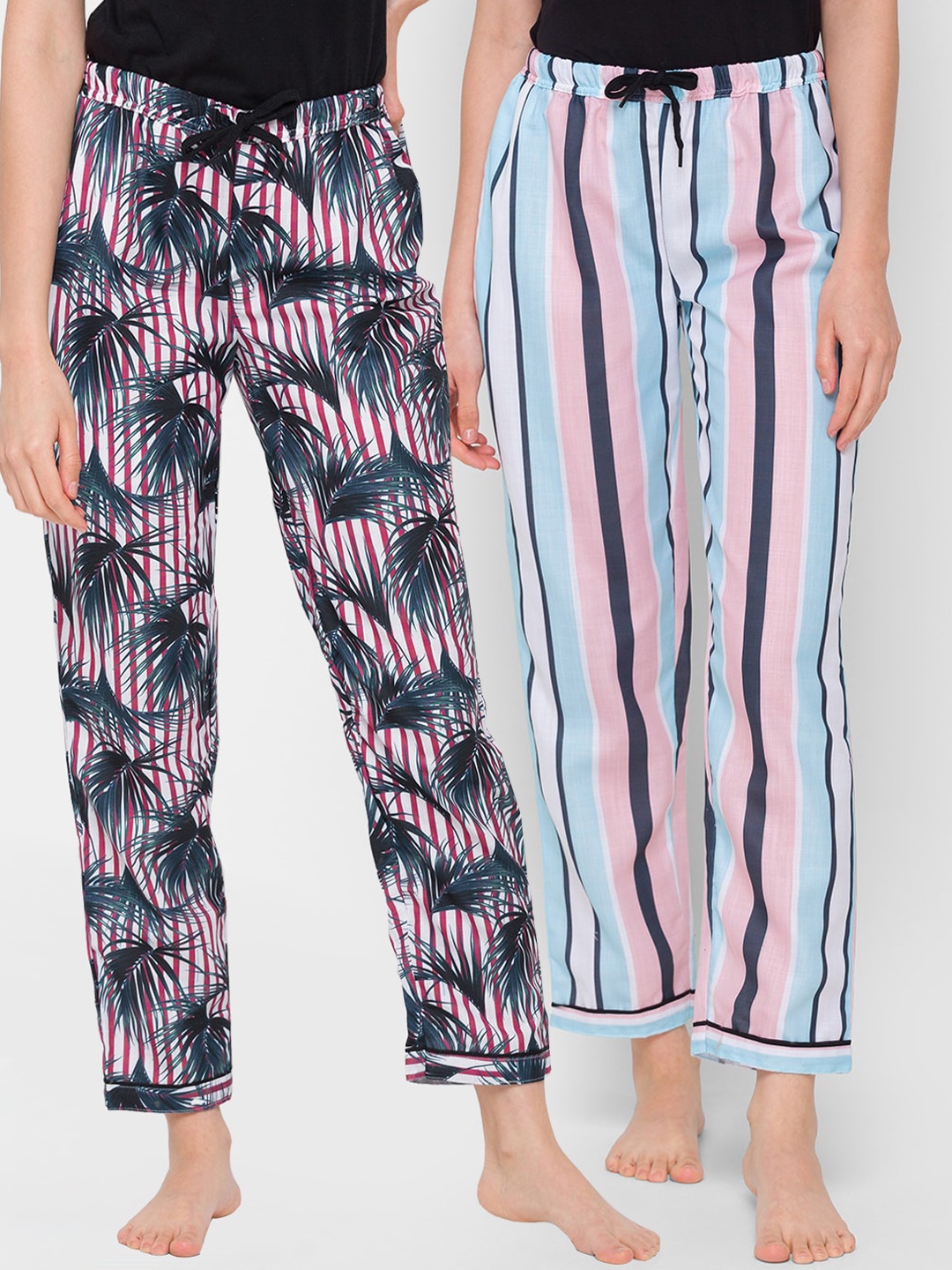 

FashionRack Women Pack of 2 Printed Cotton Lounge Pants, Black