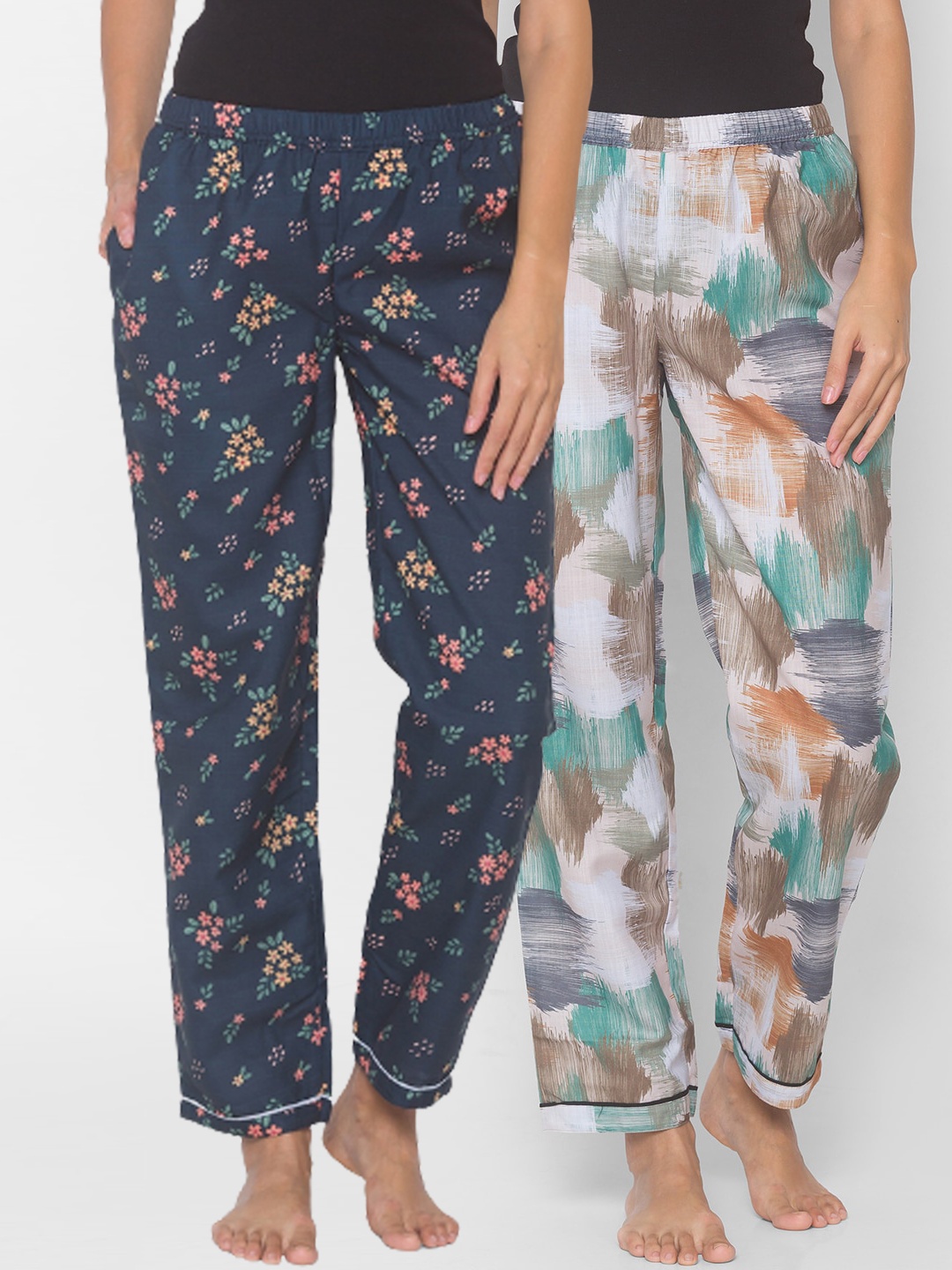 

FashionRack Women Set Of 2 Printed Lounge Pants, Beige