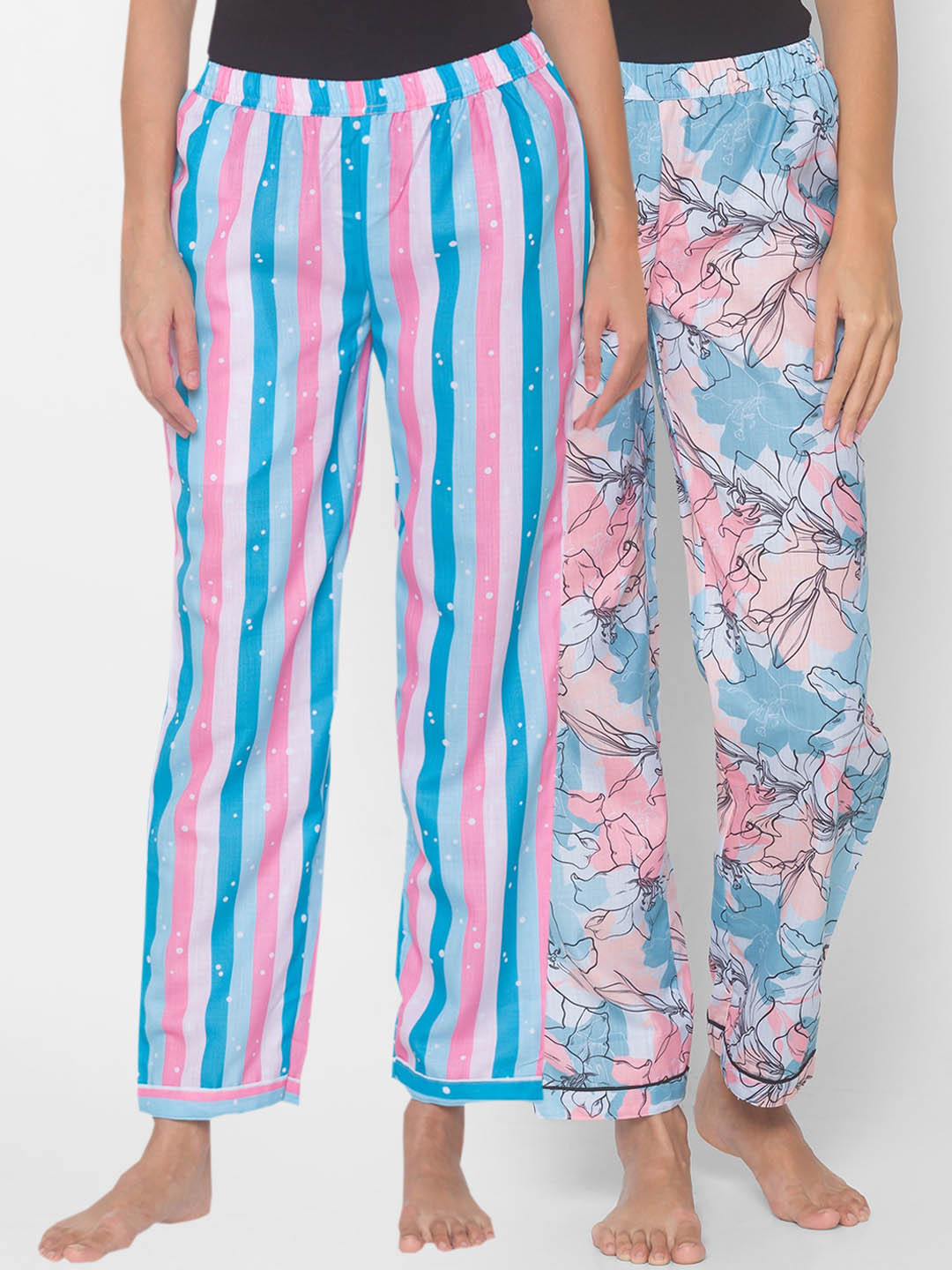 

FashionRack Women Pack of 2 Printed Cotton Lounge Pants, Pink