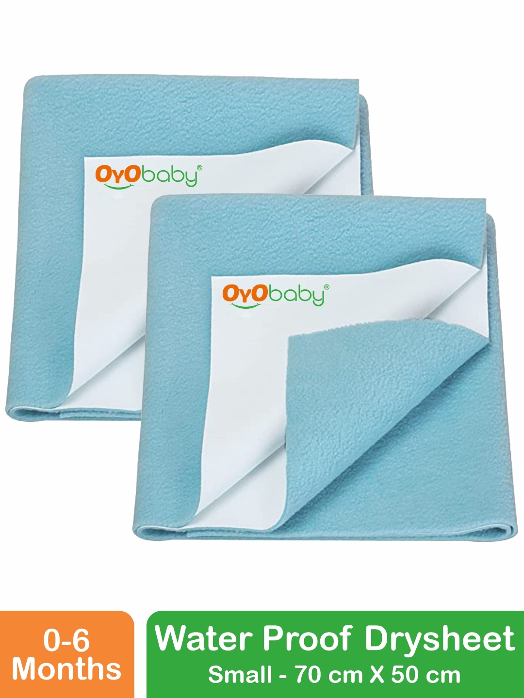 

OyO Baby Set of 2 Sea Blue Waterproof Baby Dry Sheet Polycotton Mattress Protector