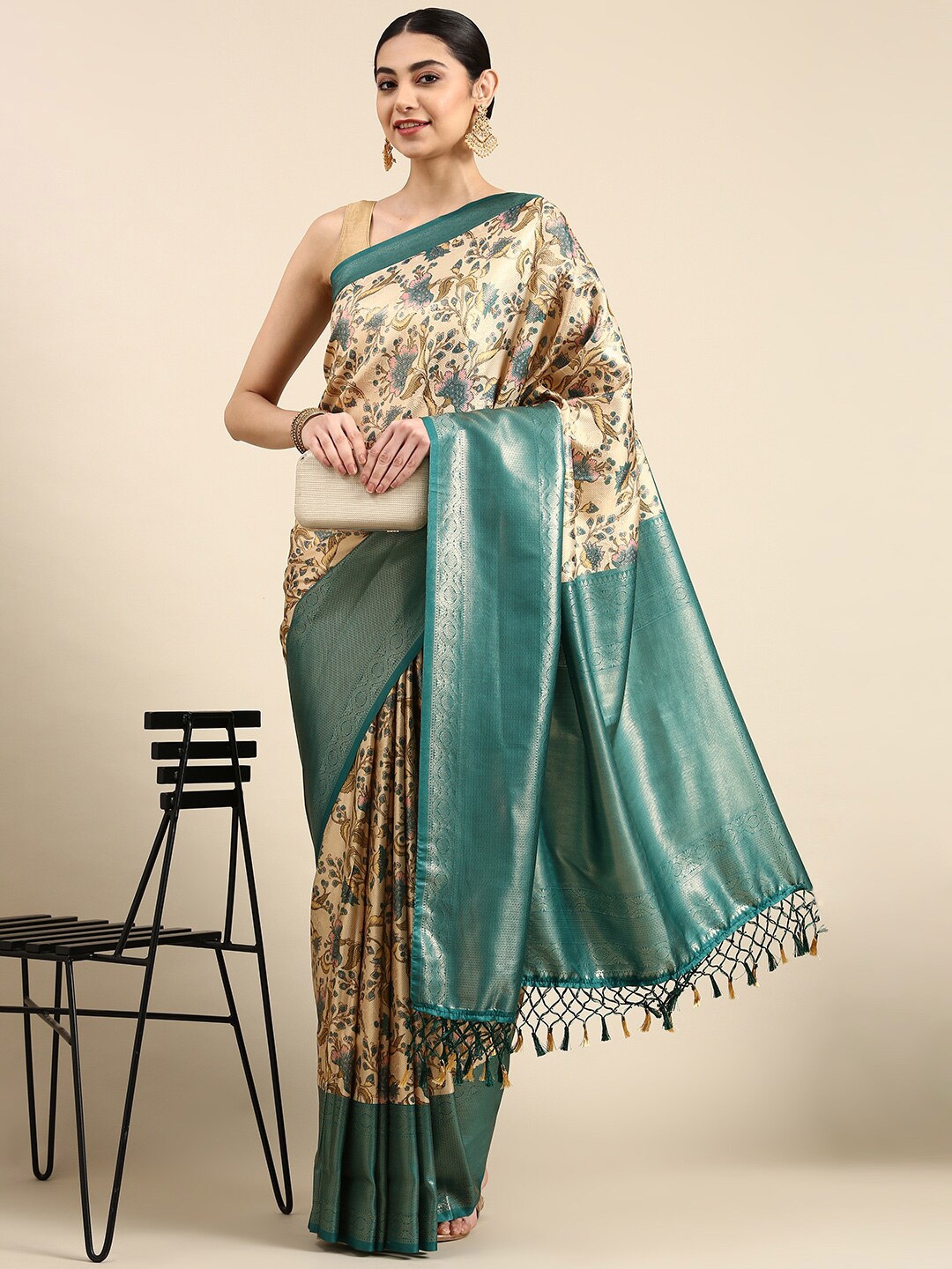 

The Chennai Silks Woven Design Zari Art Silk Banarasi Saree, Cream