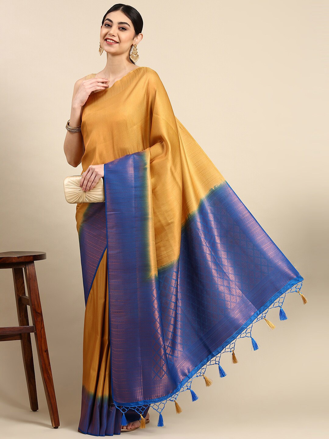 

The Chennai Silks Woven Design Zari Art Silk Banarasi Saree, Gold