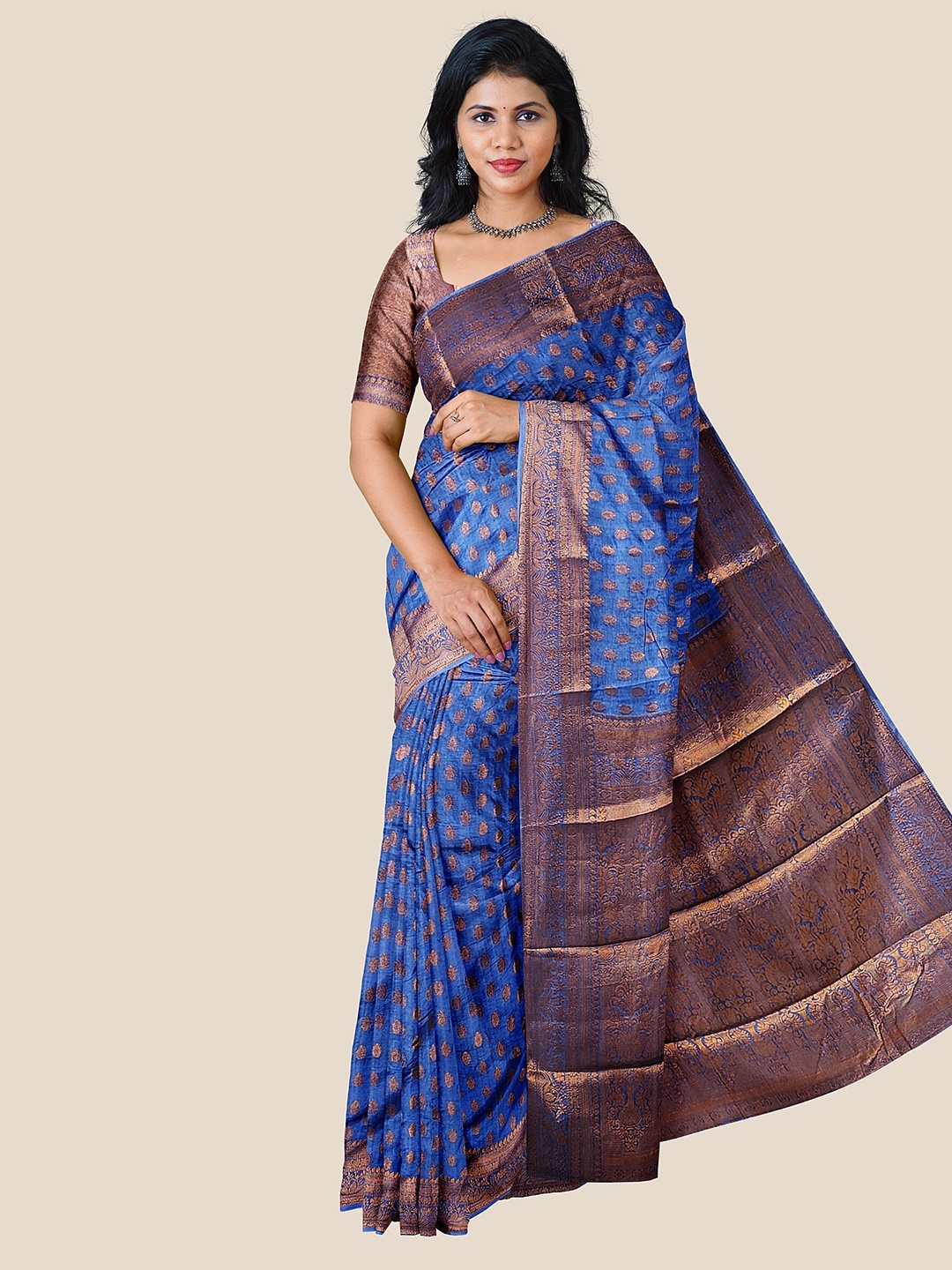 

The Chennai Silks Woven Design Zari Jute Cotton Fusion Saree, Blue