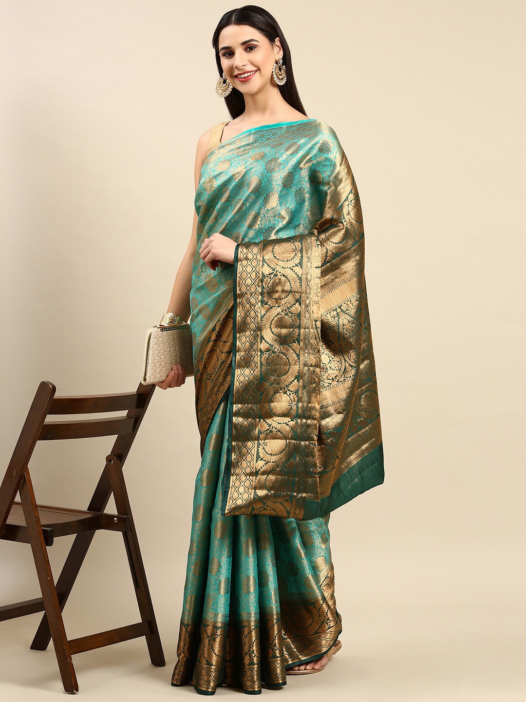 

The Chennai Silks Woven Design Zari Saree, Green