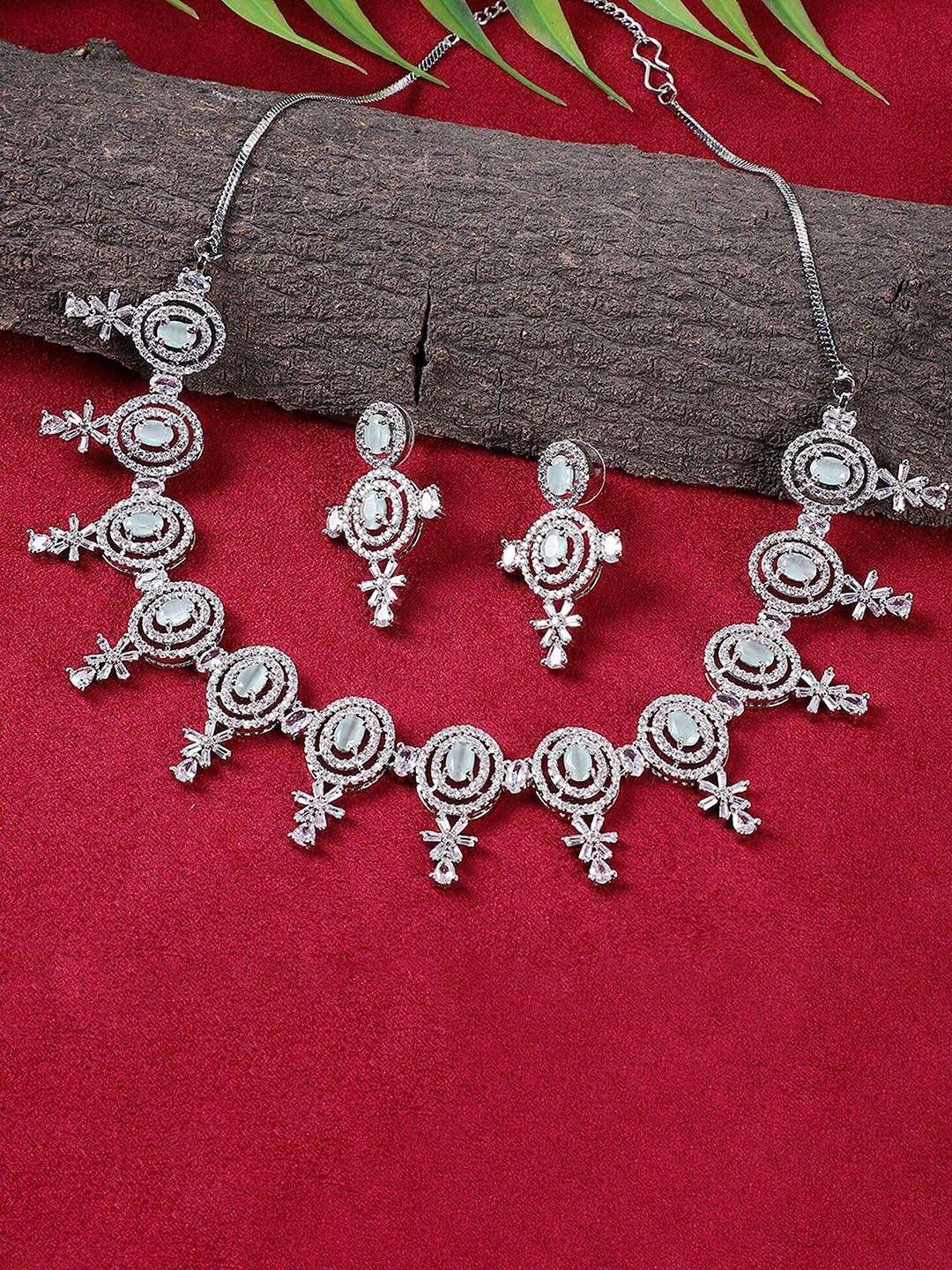 

STEORRA JEWELS Gold-Plated & AD-Studded Jewellery Set