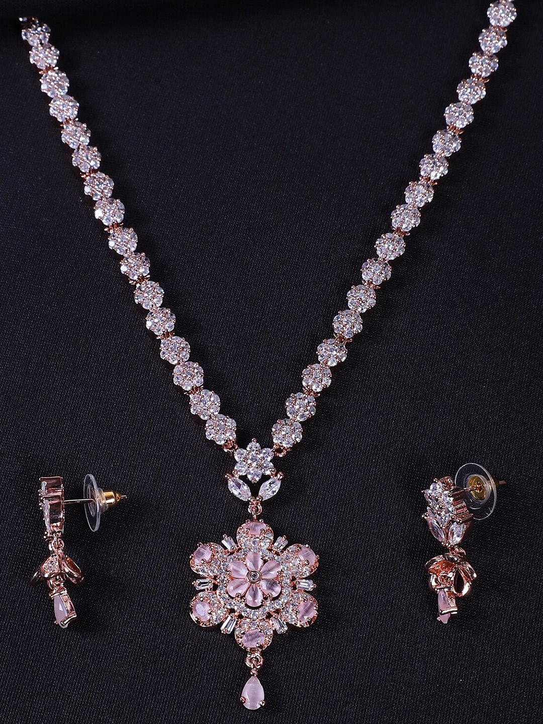 

STEORRA JEWELS Gold-Plated AD-Studded Jewellery Set